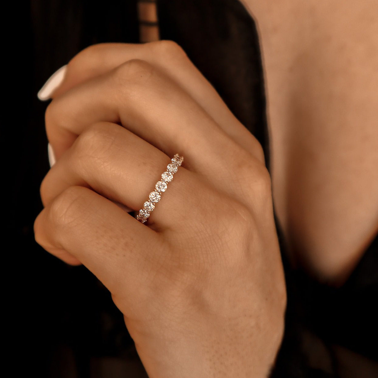 YELLOW GOLD SHARED CLAW U-SHAPE DIAMOND RING 1.40ct