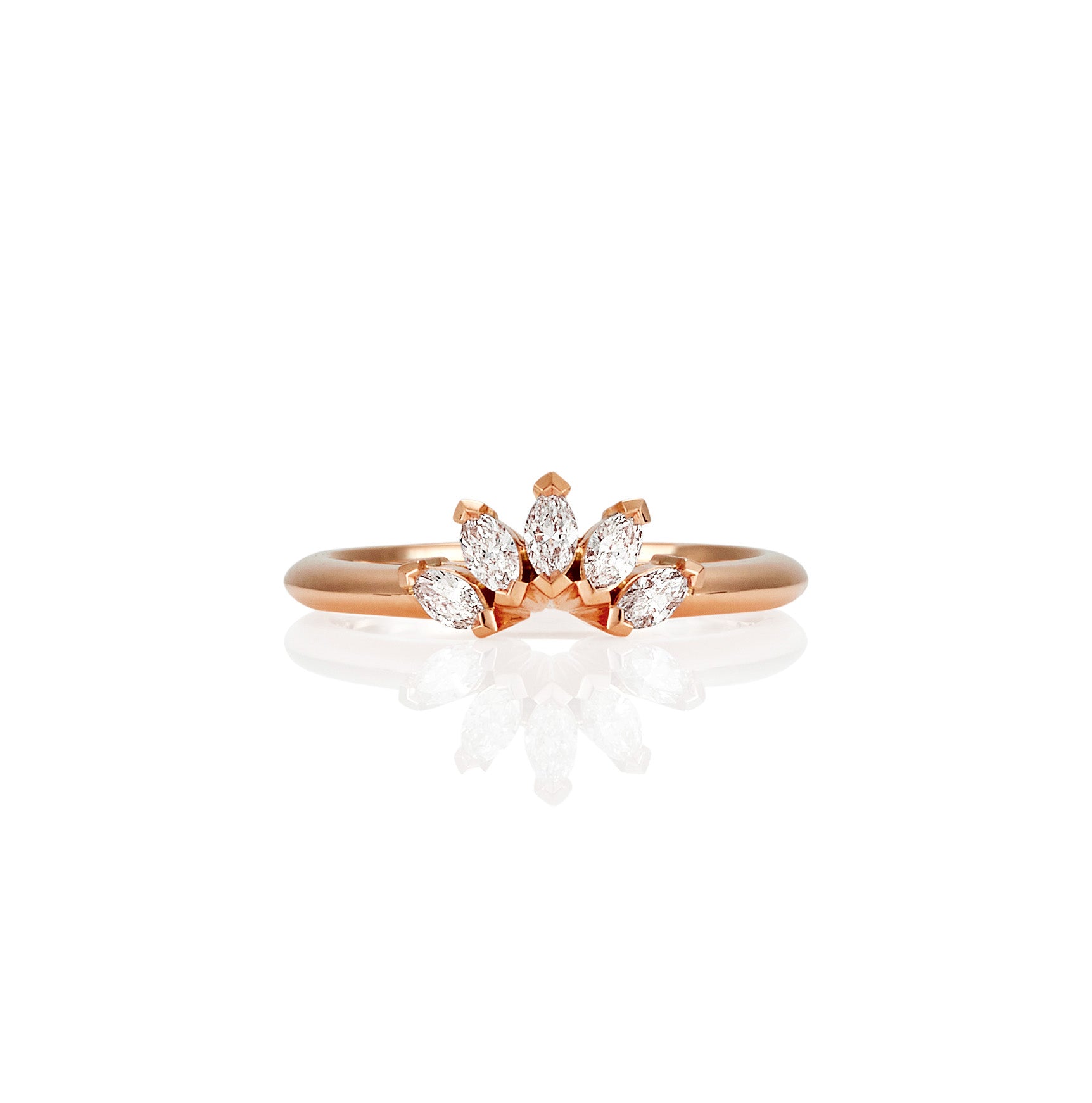 SMALL ROSE GOLD MARQUISE DIAMOND CROWN RING