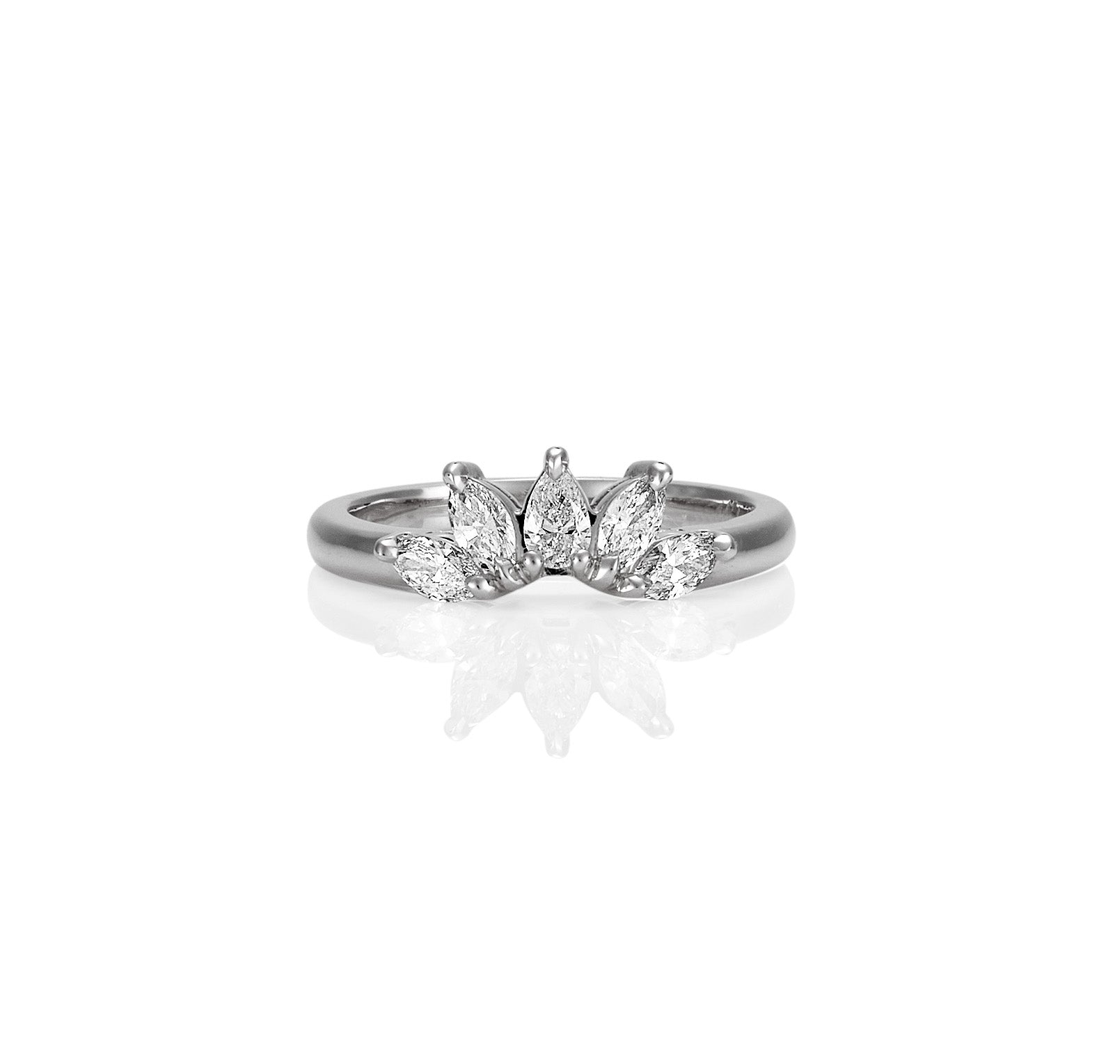MEDIUM WHITE GOLD MARQUISE DIAMOND CROWN RING