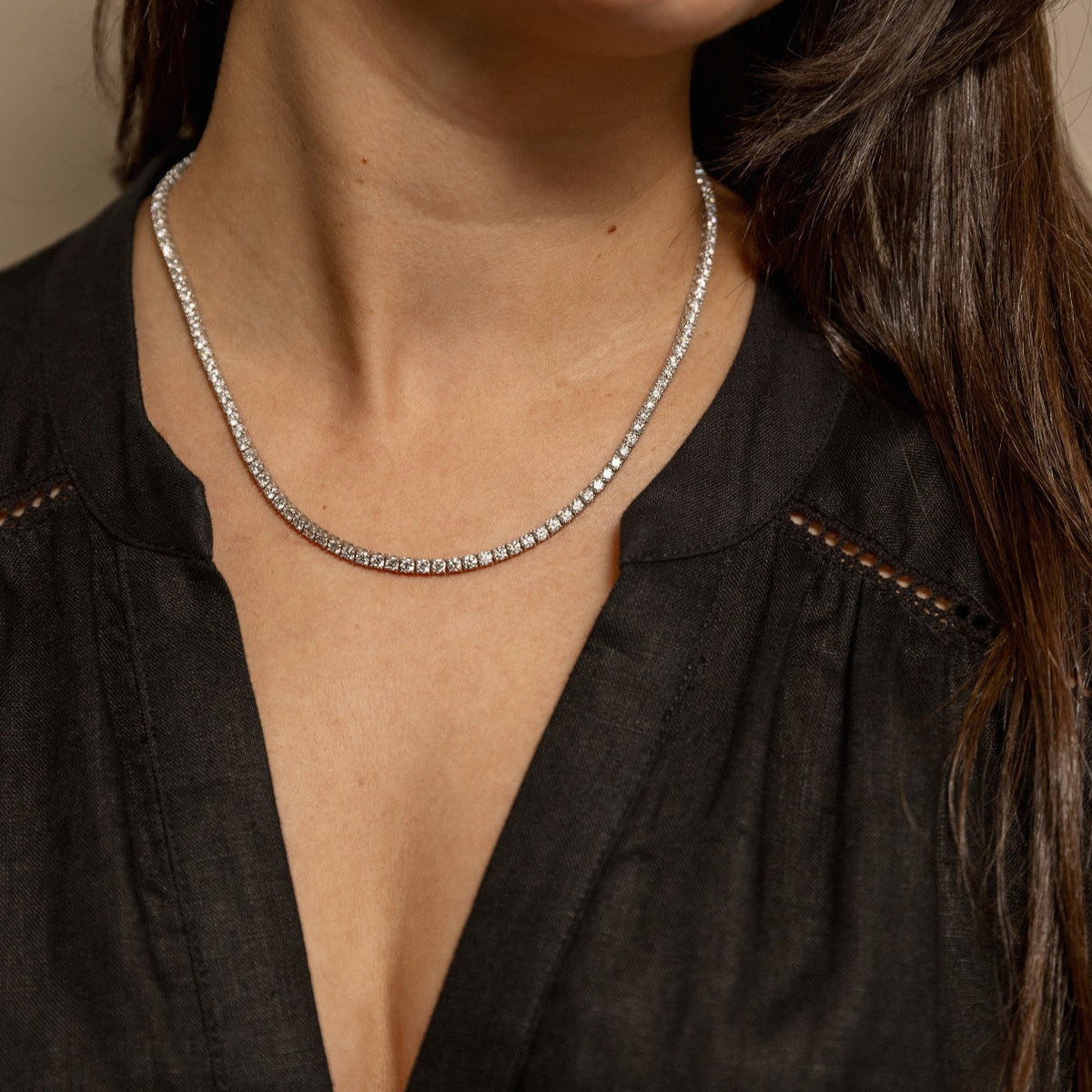 CUT CLAW DIAMOND RIVIERE NECKLET 10.80CT