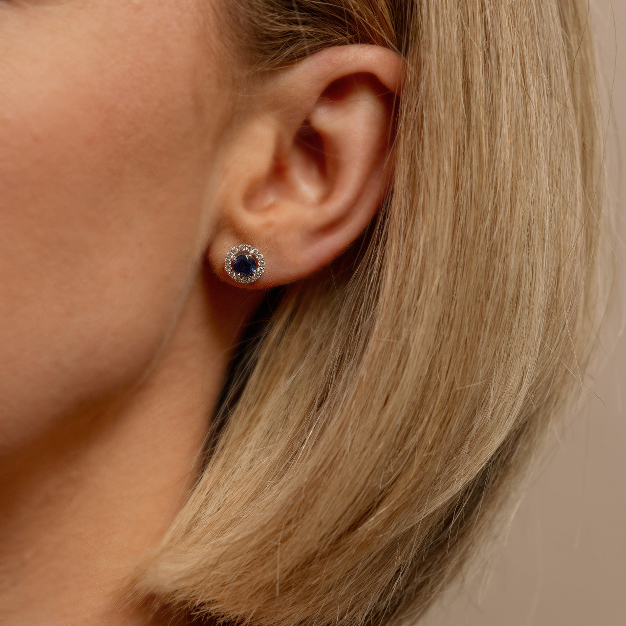 SAPPHIRE & DIAMOND HALO STUDS