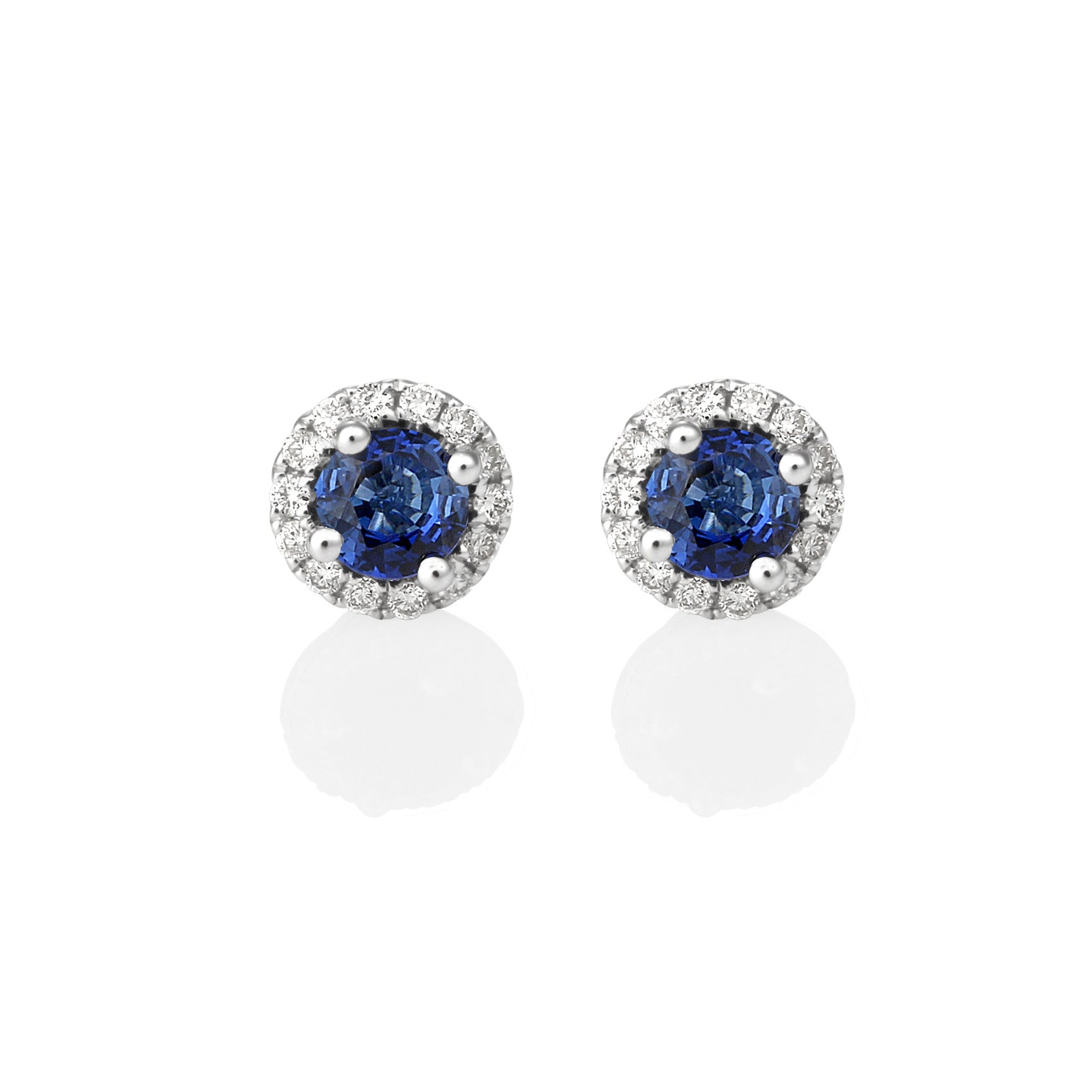 SAPPHIRE & DIAMOND HALO STUDS