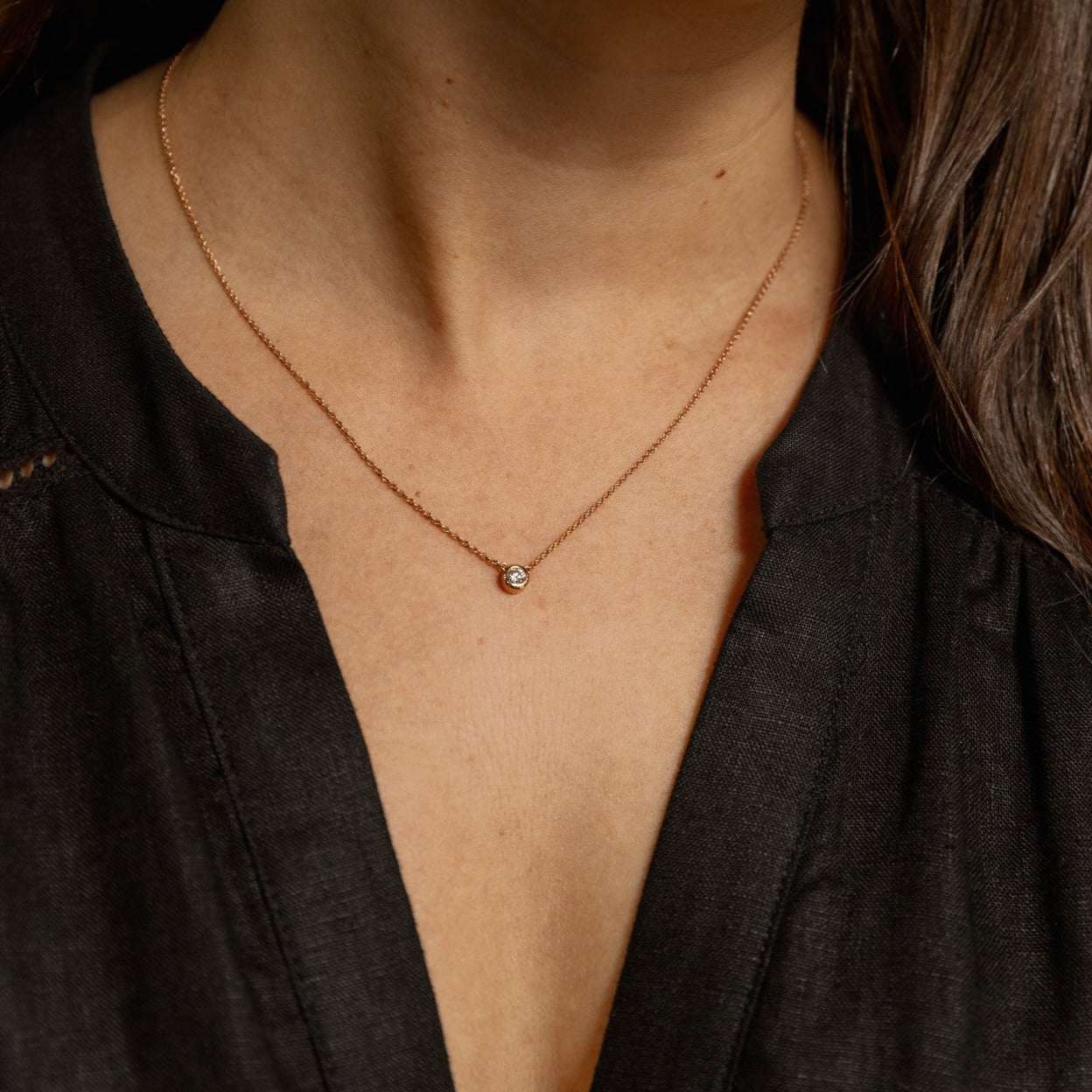 ROSE GOLD BEZEL SET DIAMOND PENDANT