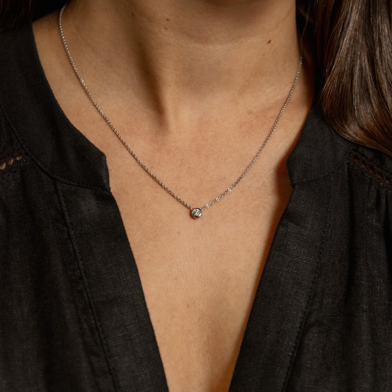 WHITE GOLD BEZEL SET DIAMOND PENDANT