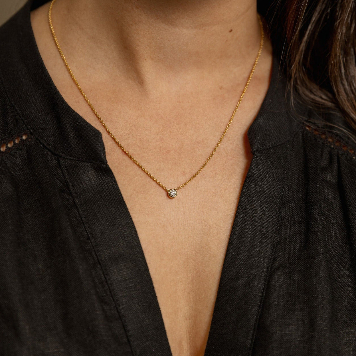 YELLOW GOLD BEZEL SET DIAMOND PENDANT