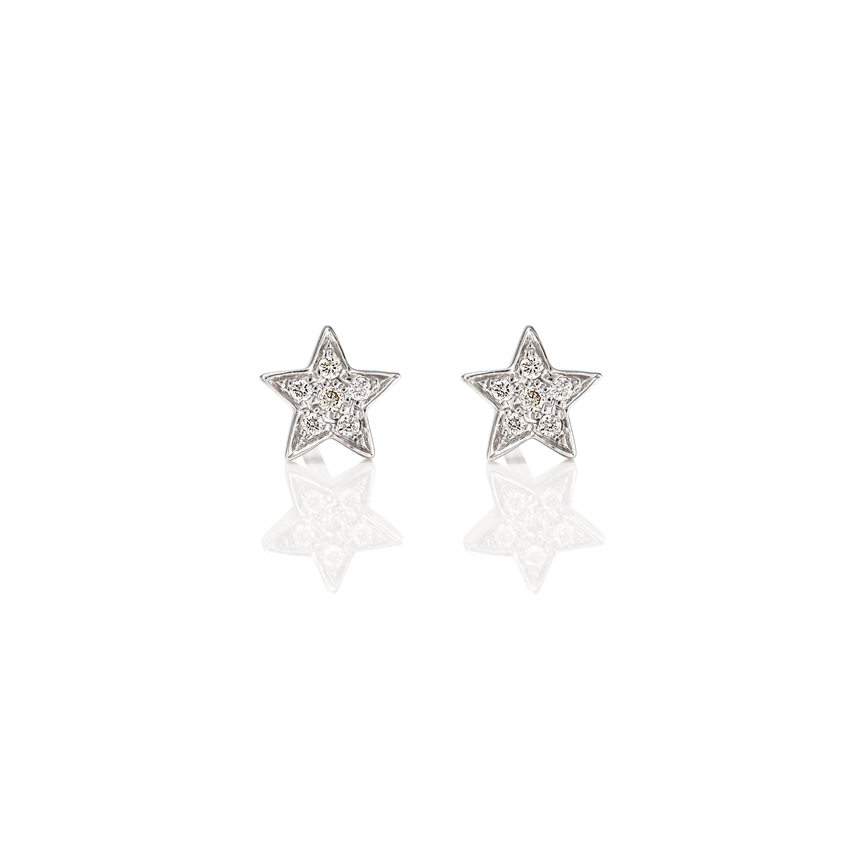 WHITE GOLD PETITE STAR DIAMOND EARRINGS