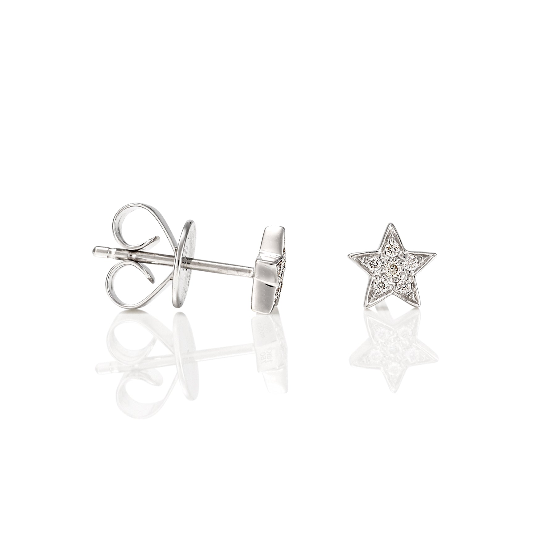 WHITE GOLD PETITE STAR DIAMOND EARRINGS