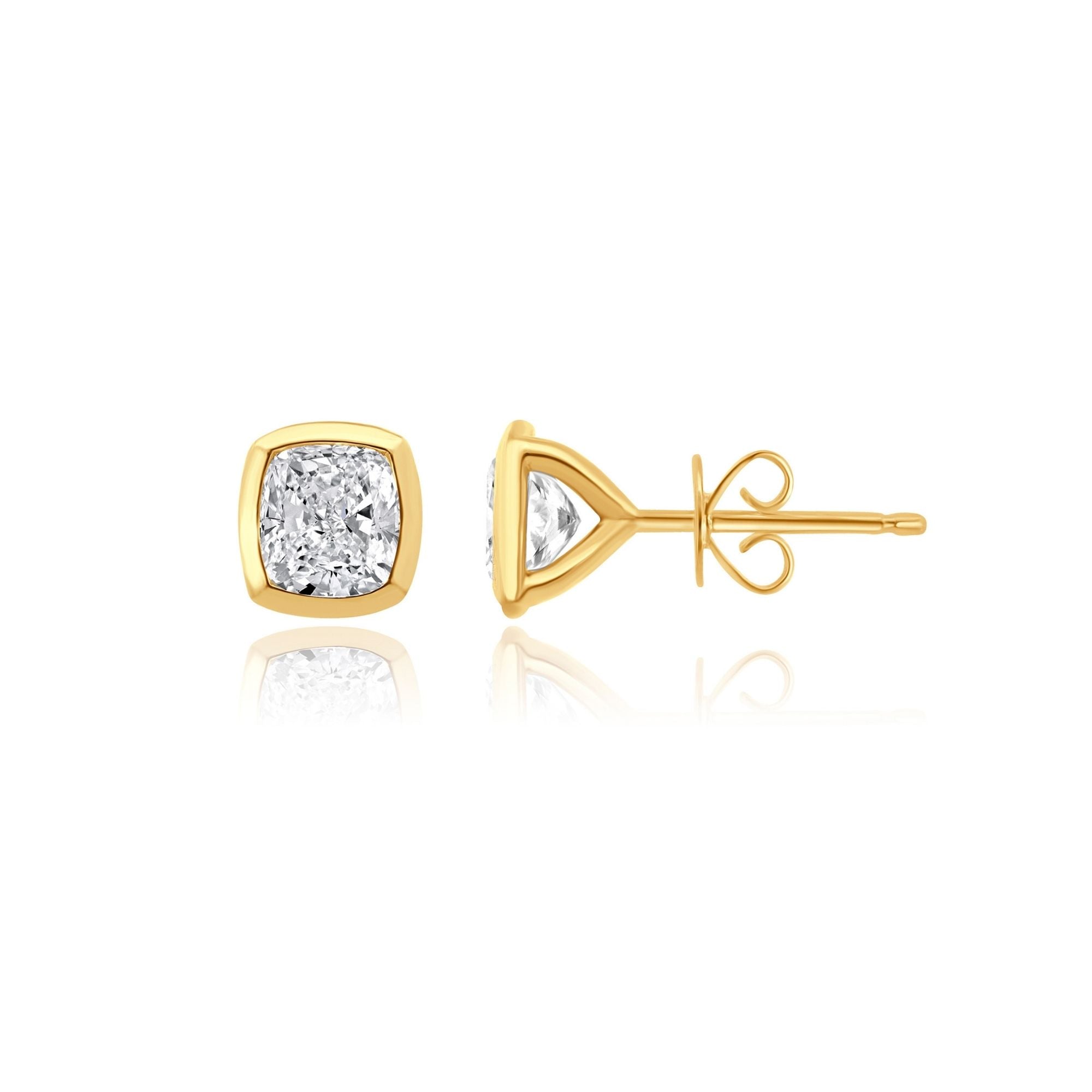 CUSHION CUT LAB DIAMOND STUDS