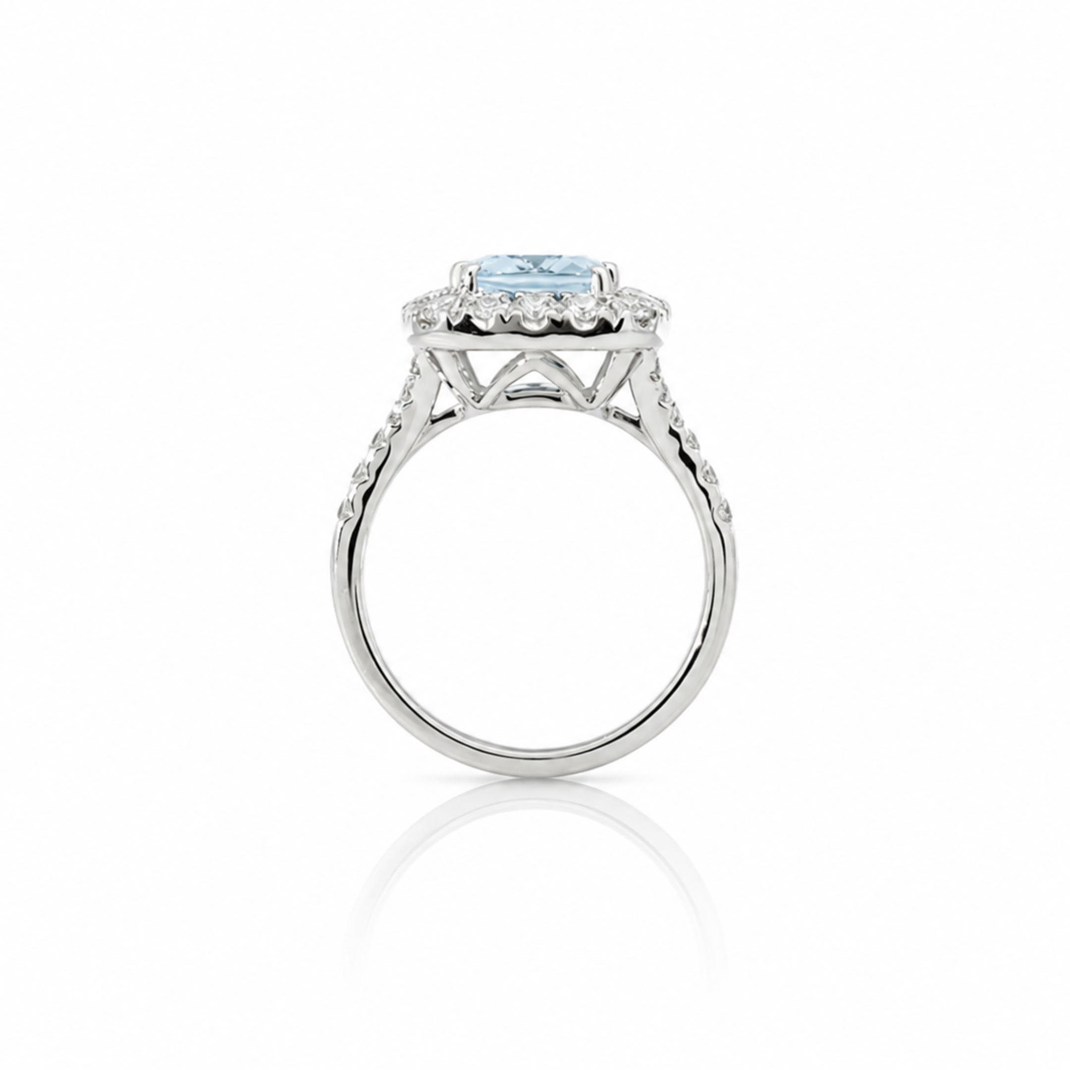 CUSHION AQUAMARINE & DIAMOND RING