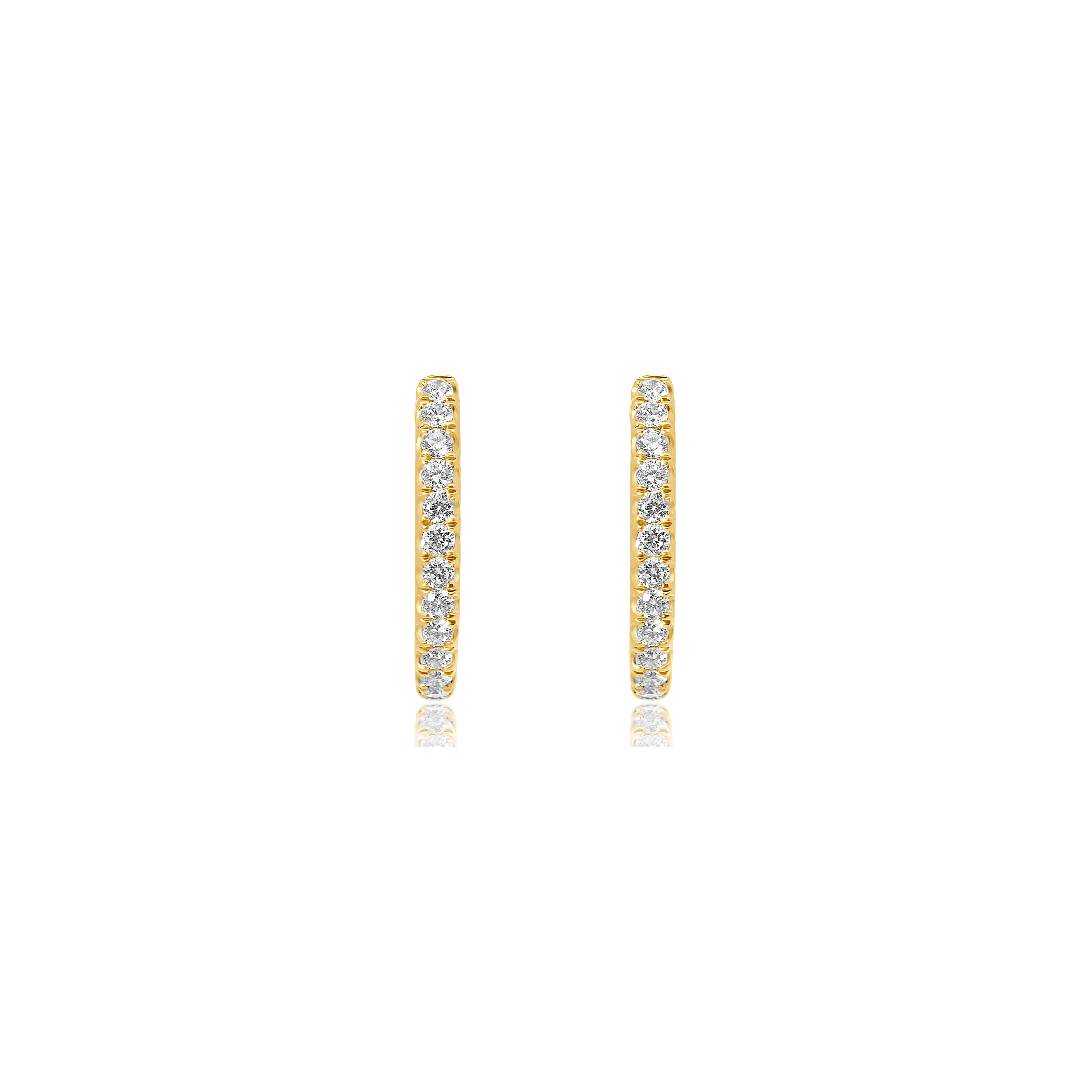 YELLOW GOLD CUT CLAW DIAMOND HOOPS 0.40CT