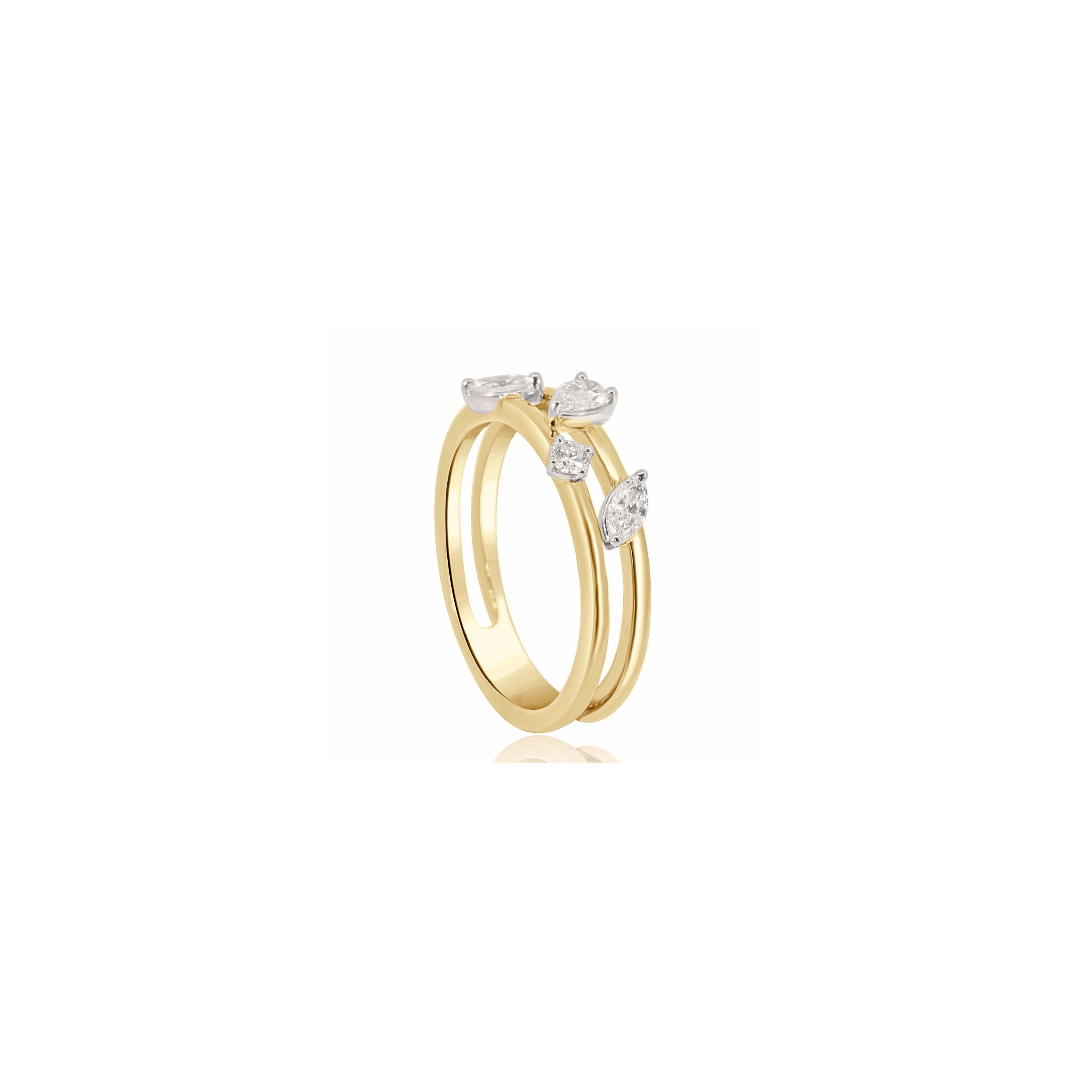 DOUBLE BAND DIAMOND SHAPES RING