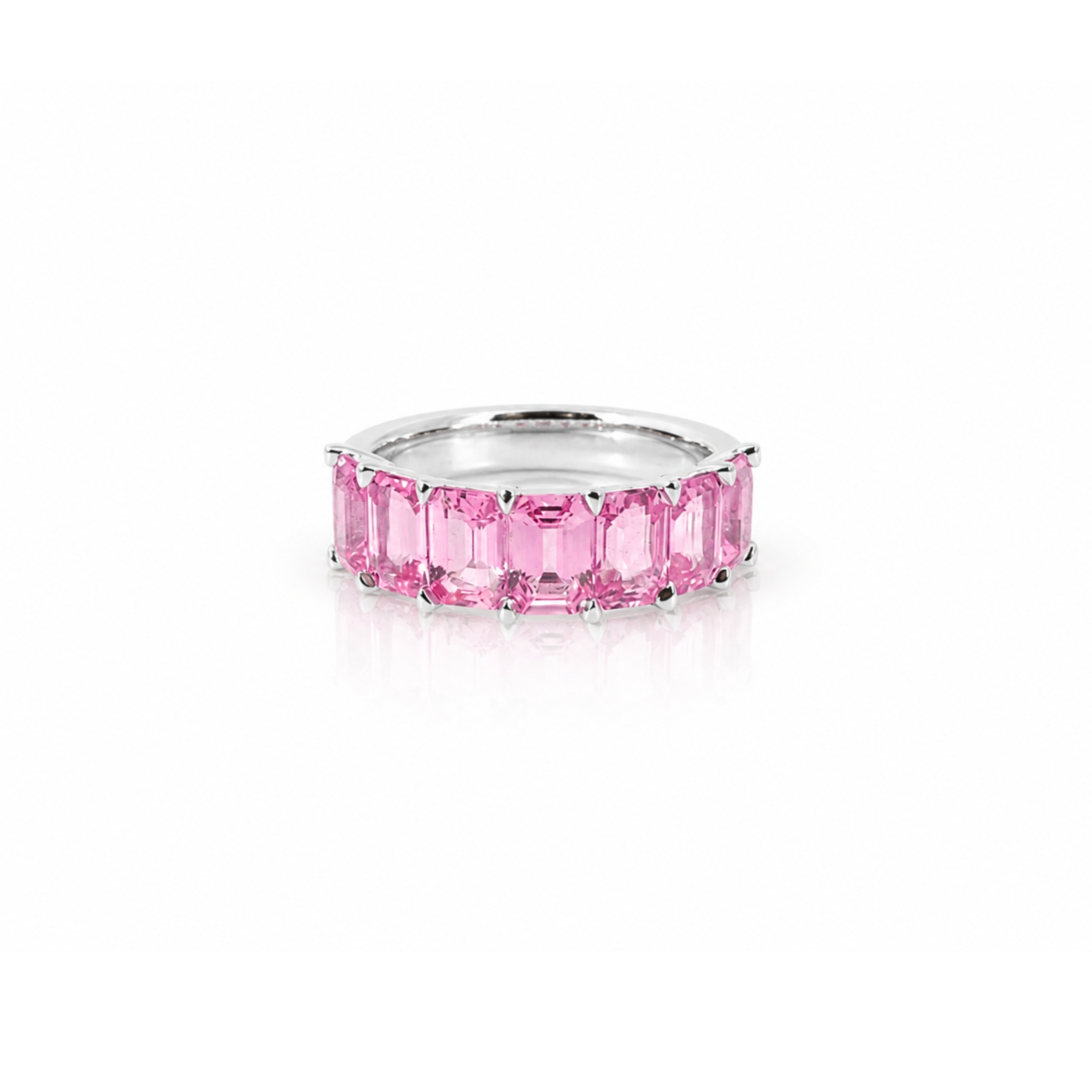 EMERALD CUT PINK SAPPHIRE RING