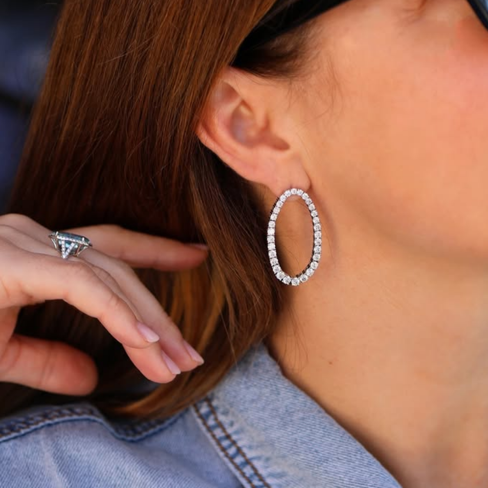ETERNAL OVAL DIAMOND DROP EARRINGS