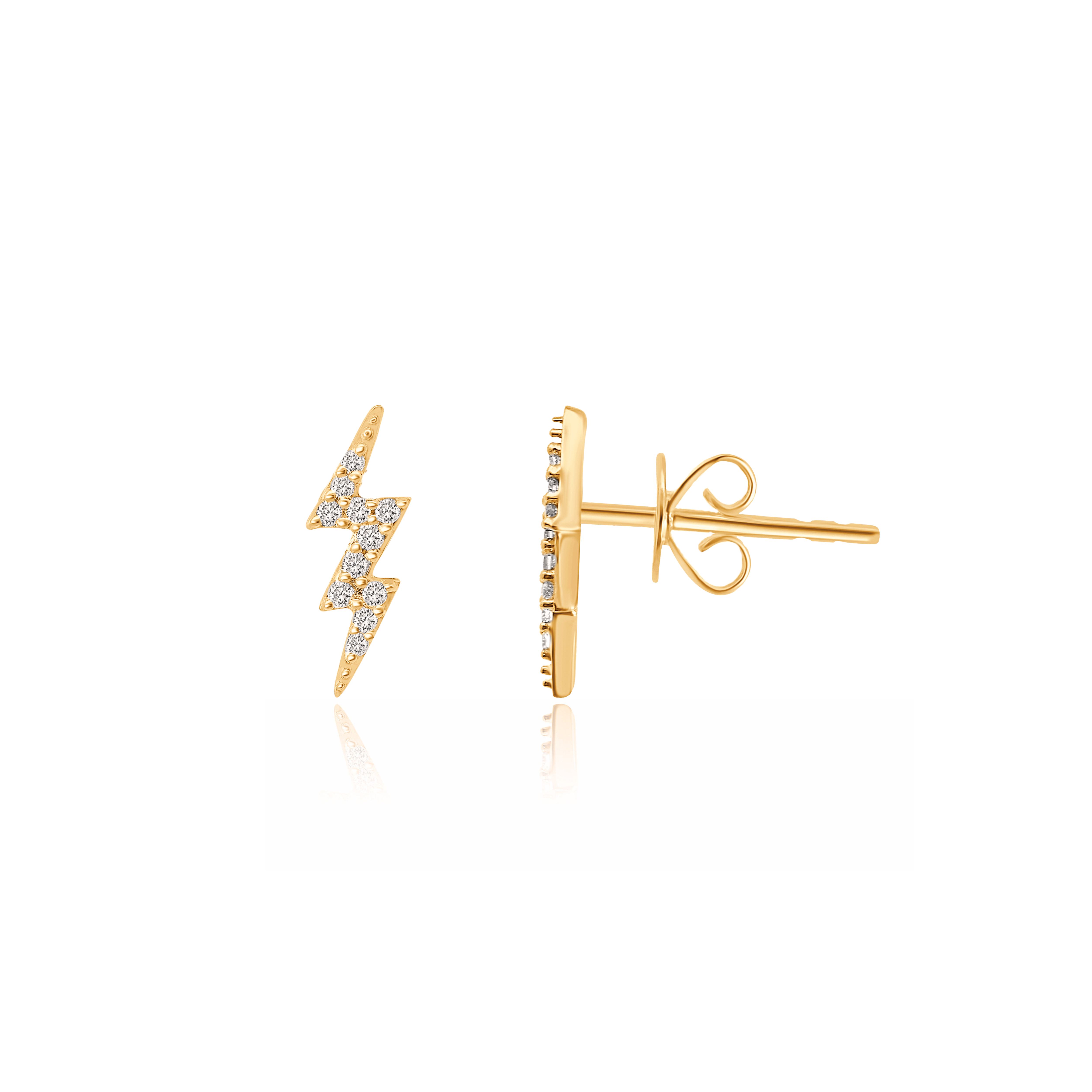 YELLOW GOLD LIGHTNING BOLT STUDS