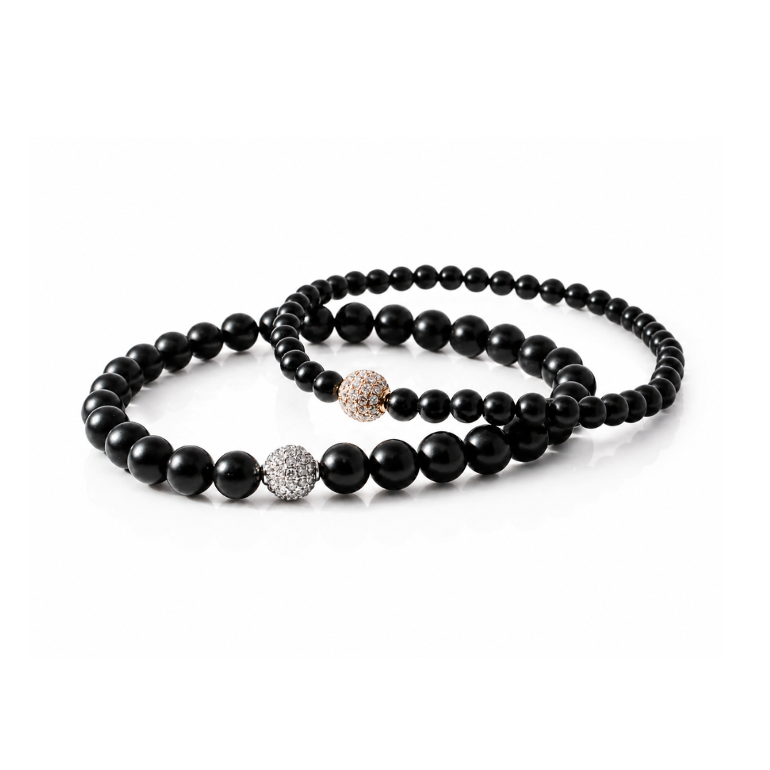 WHITE GOLD DIAMOND AXIS BEADED BRACELET