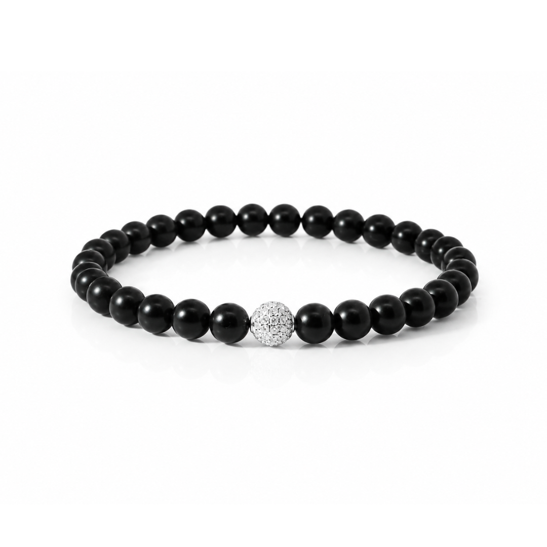 WHITE GOLD DIAMOND AXIS BEADED BRACELET