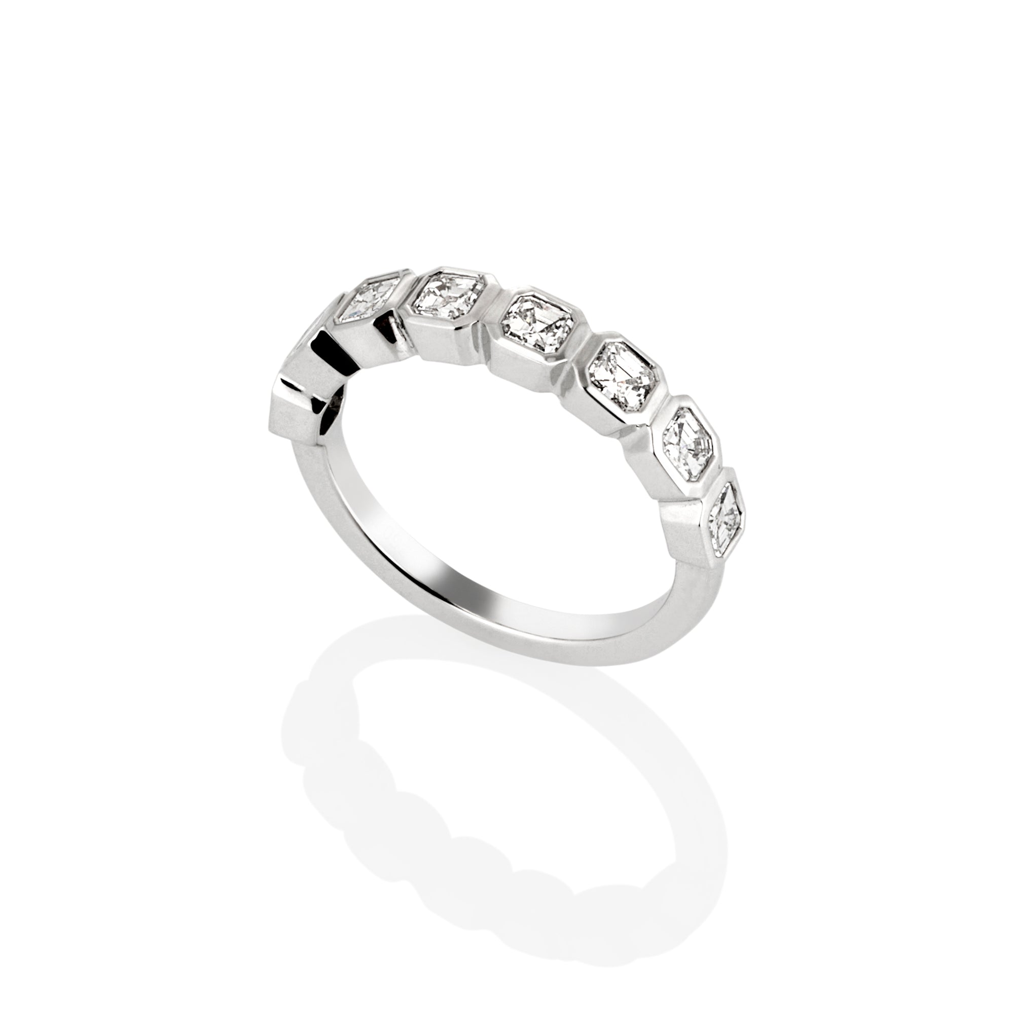 FLAT BEZEL ASSCHER CUT DIAMOND RING