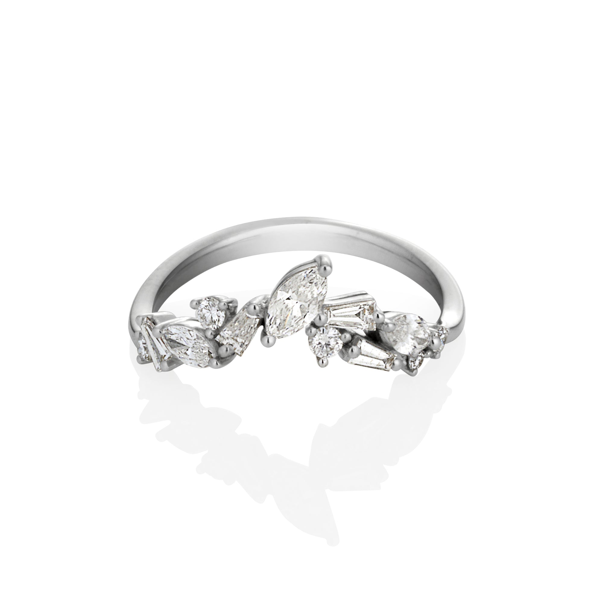 WHITE GOLD MULTI SHAPE PEAK RING