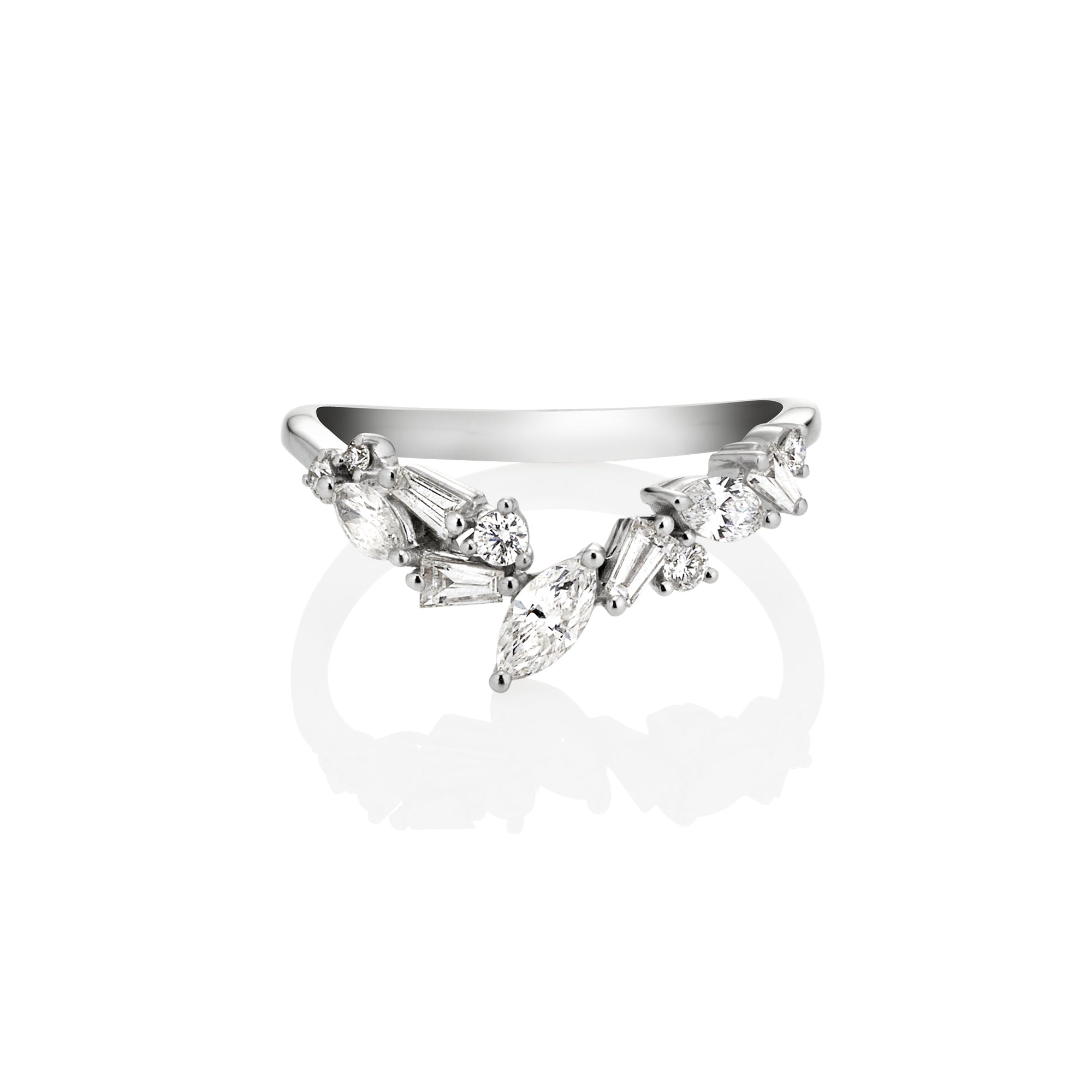 WHITE GOLD MULTI SHAPE PEAK RING