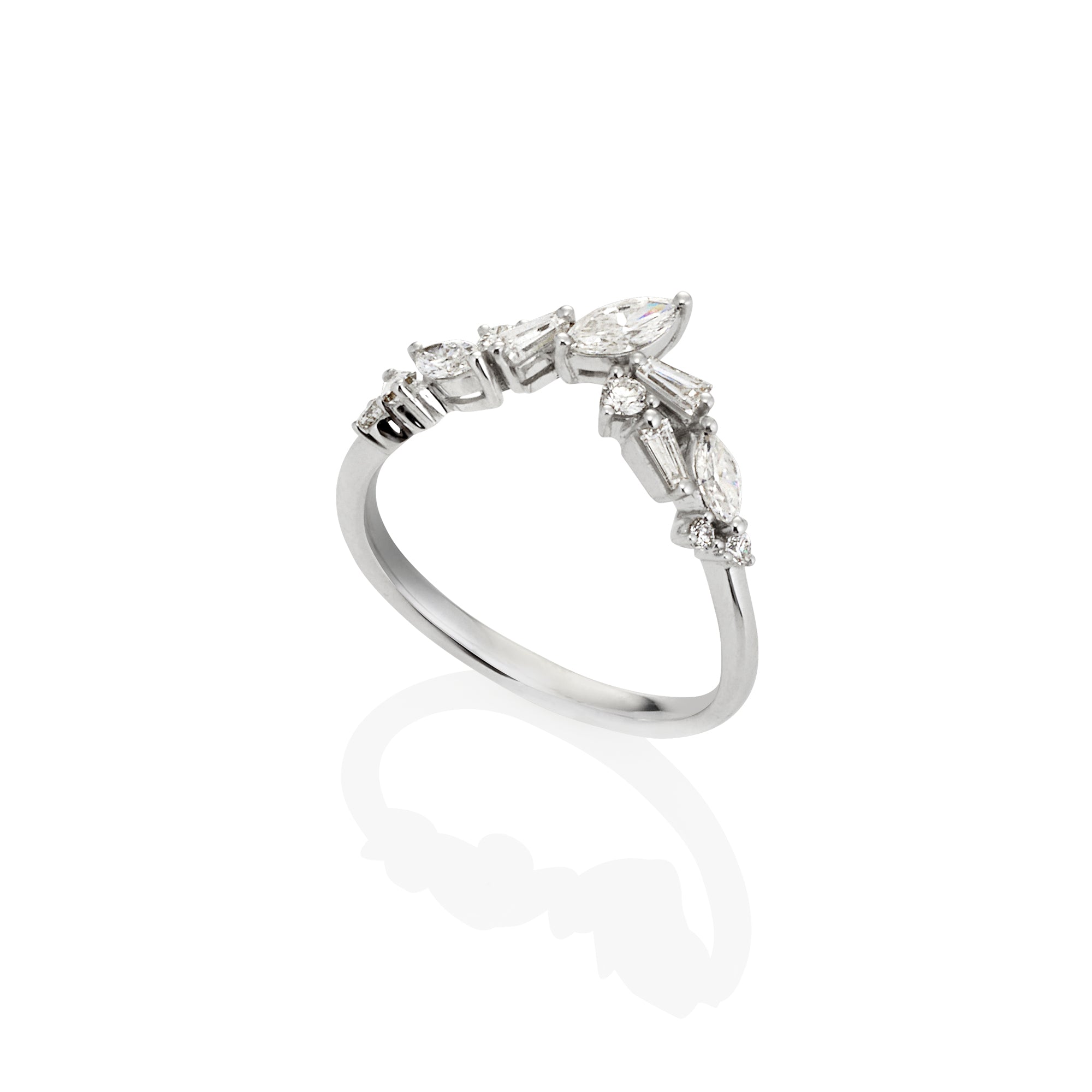 WHITE GOLD MULTI SHAPE PEAK RING