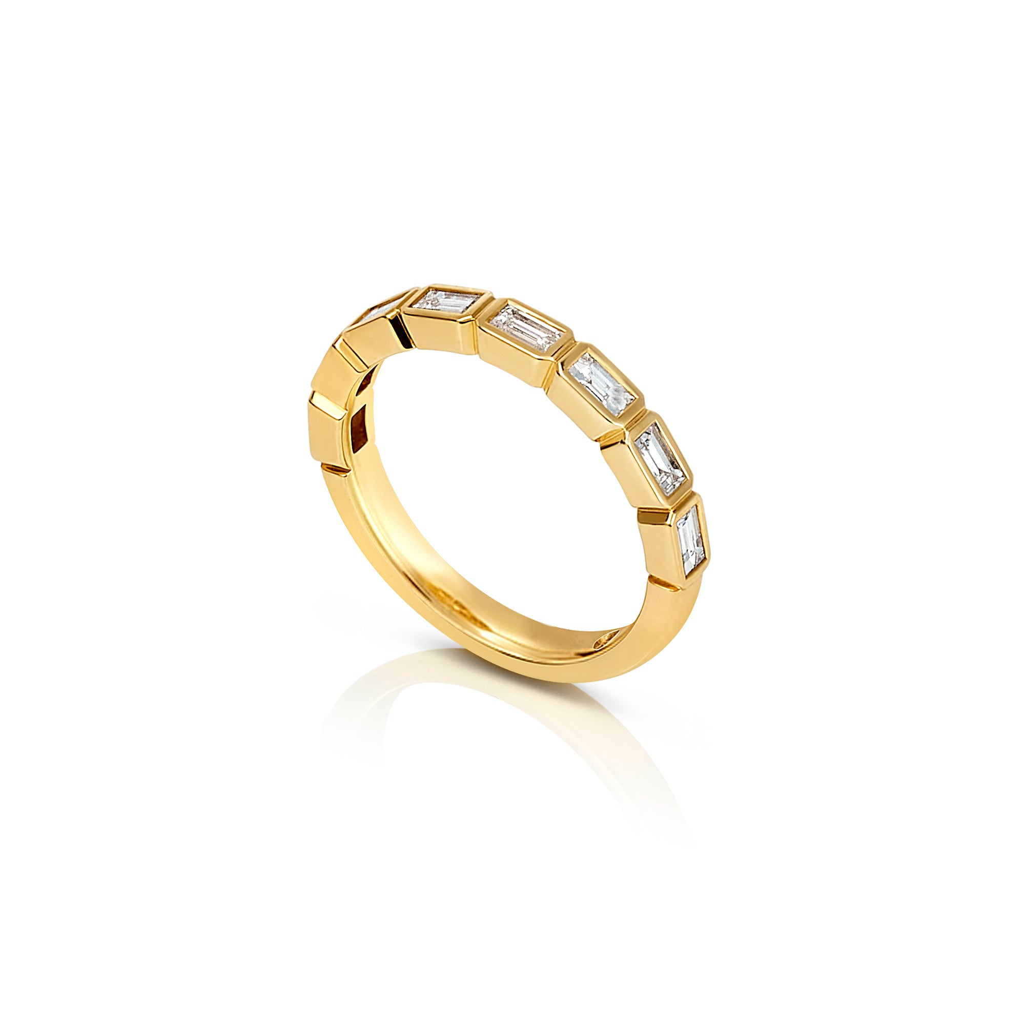 YELLOW GOLD BEZEL BAGUETTE RING