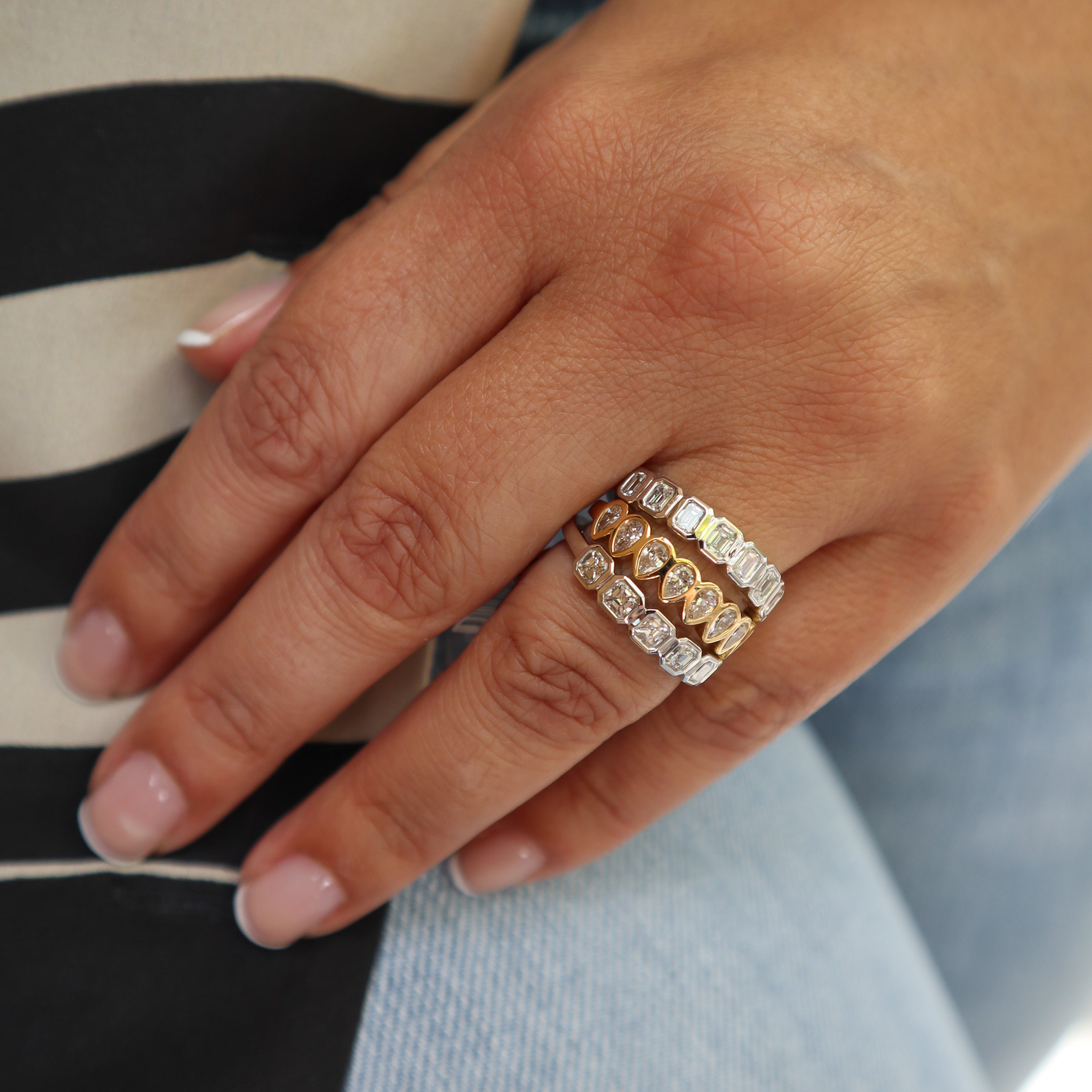 FLAT BEZEL EMERALD CUT DIAMOND RING