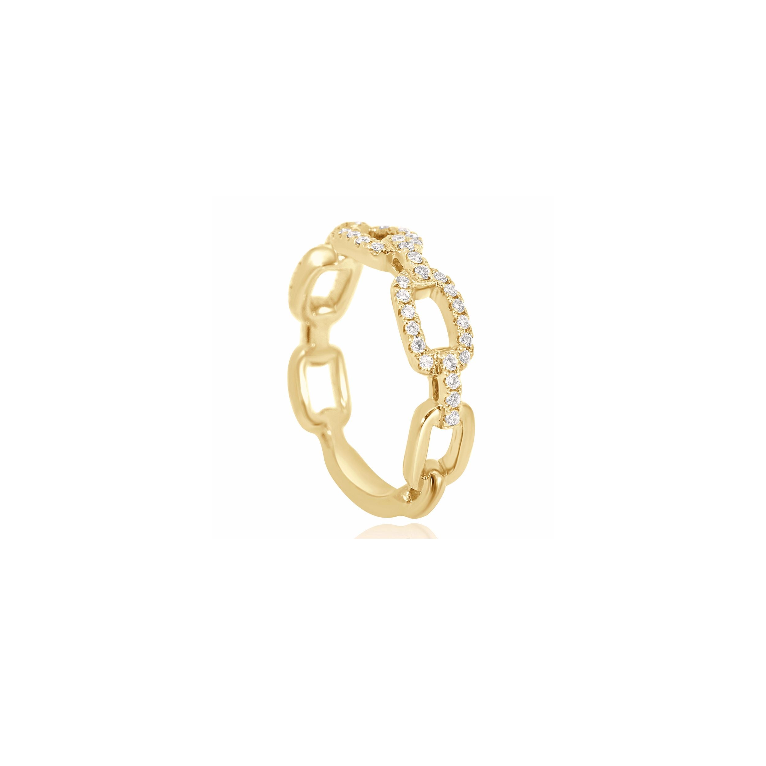 YELLOW GOLD DIAMOND CHAIN LINK RING