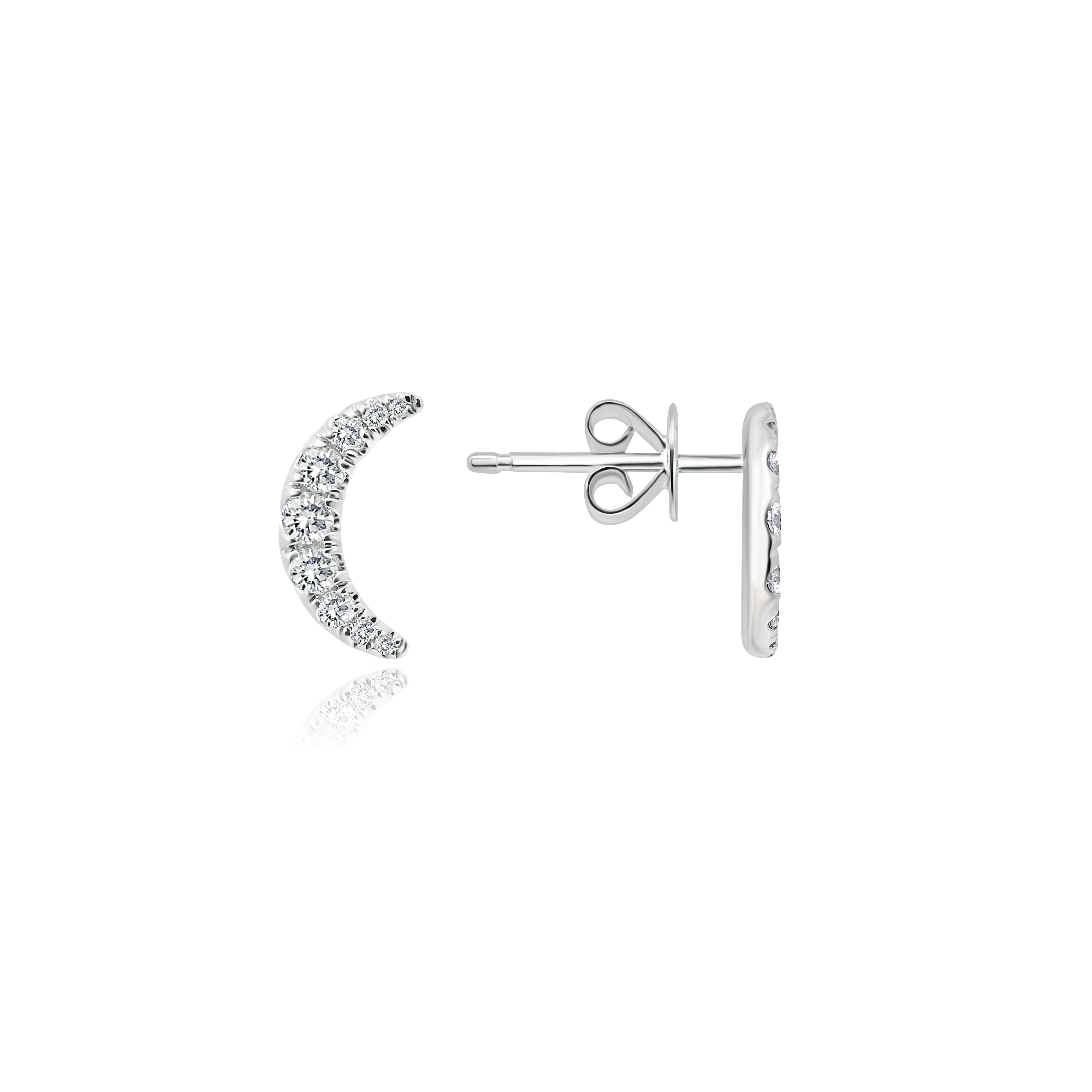 WHITE GOLD CRESCENT MOON STUDS