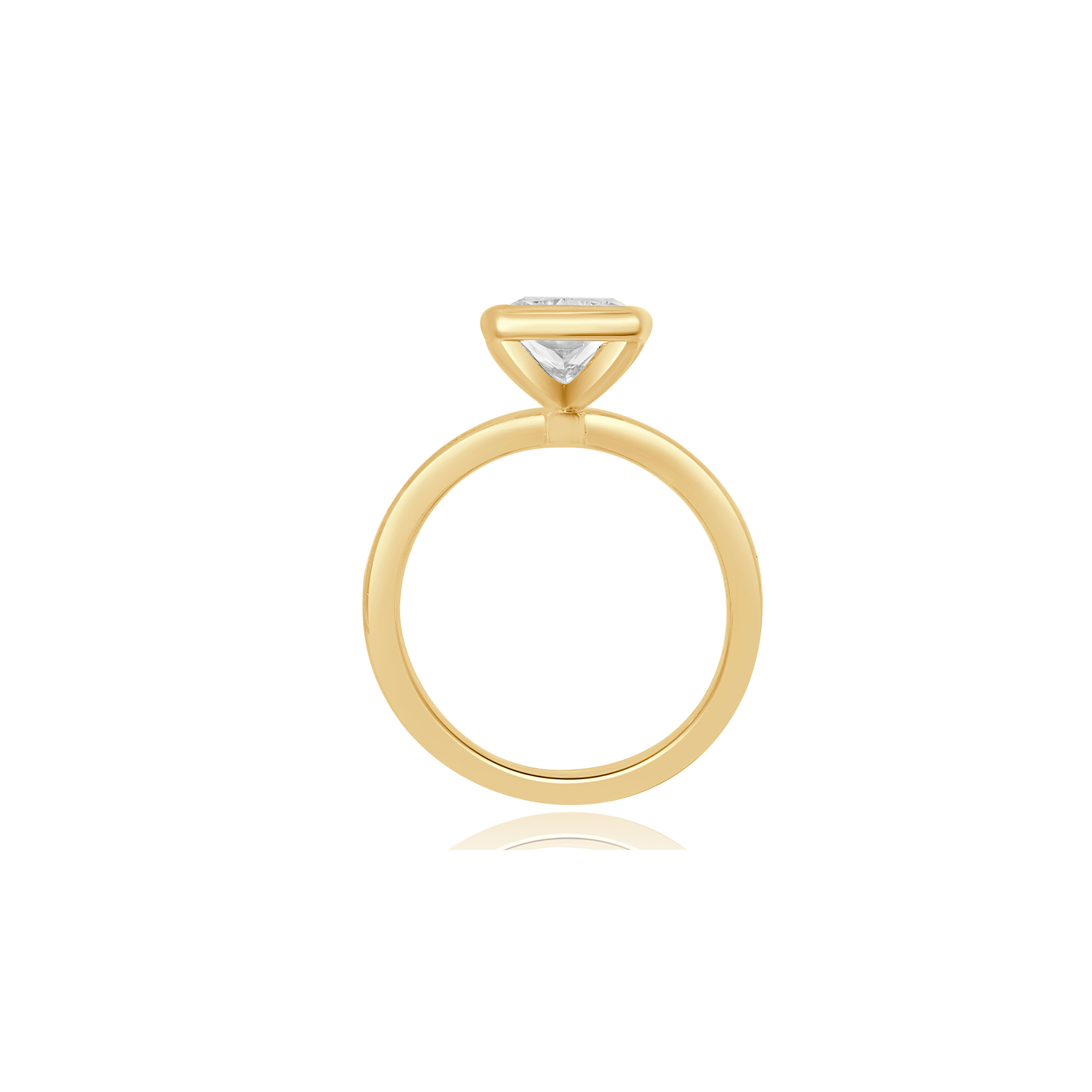 LAB GROWN ELONGATED CUSHION CUT BEZEL ENGAGEMENT RING