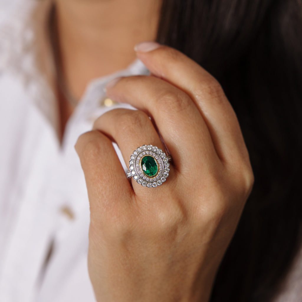 Simulated diamond & emerald colour gem stone Ring | Ratnali Jewels –  ratnalijewels