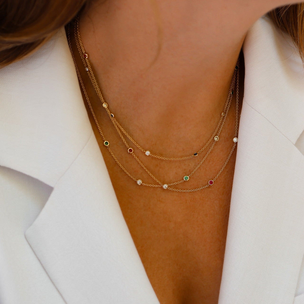 RUBY & DIAMOND BEZEL SET NECKLACE
