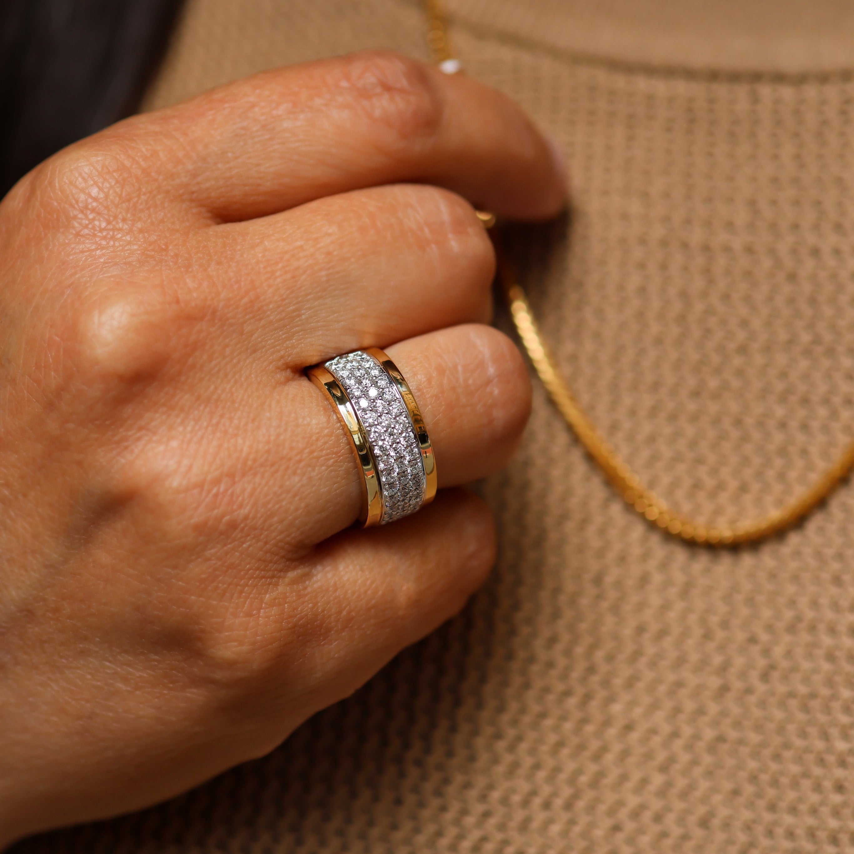 TWO TONE PAVE SET DRESS RING