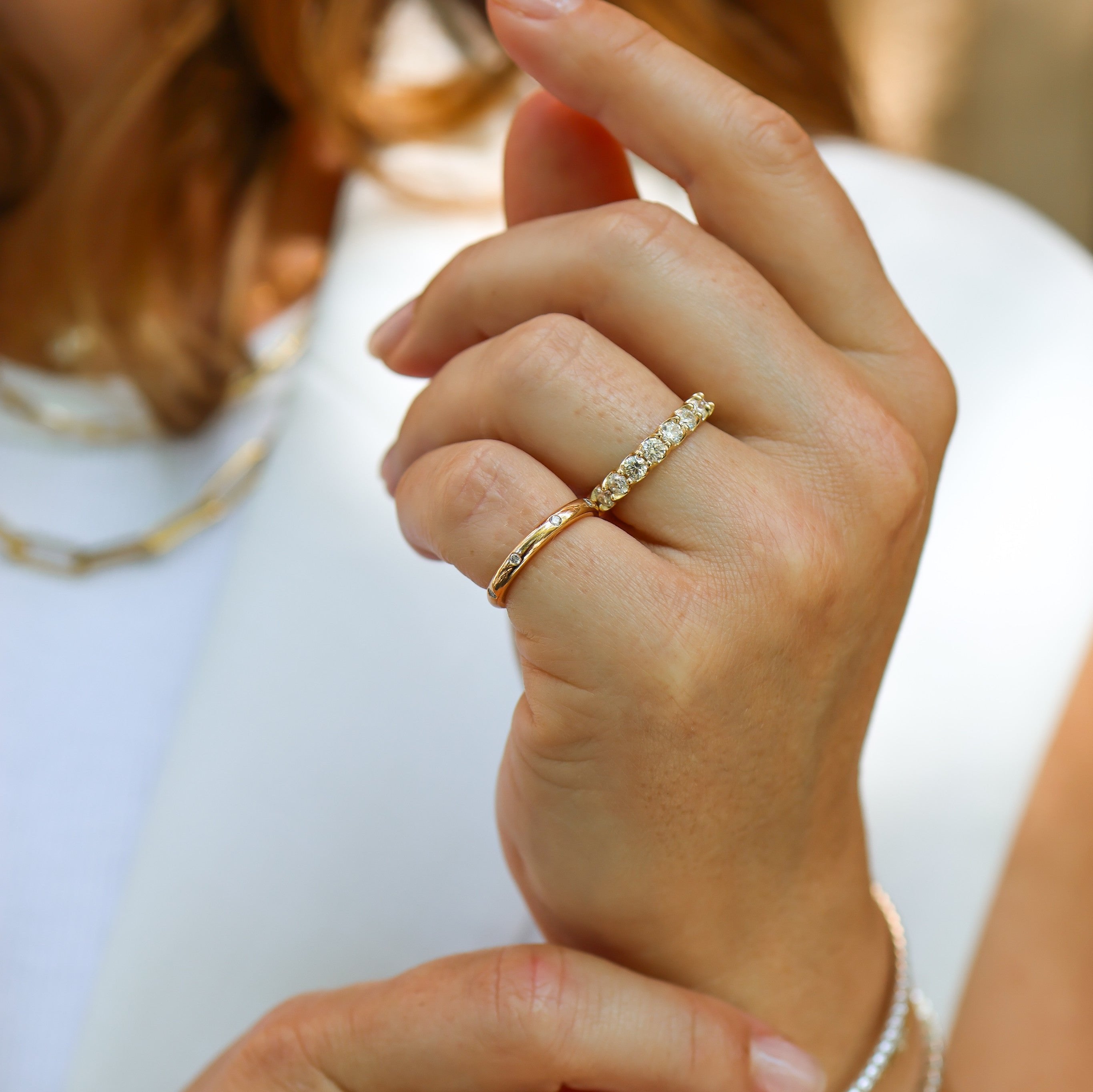 WHITE GOLD DROP SET DIAMOND PINKY RING