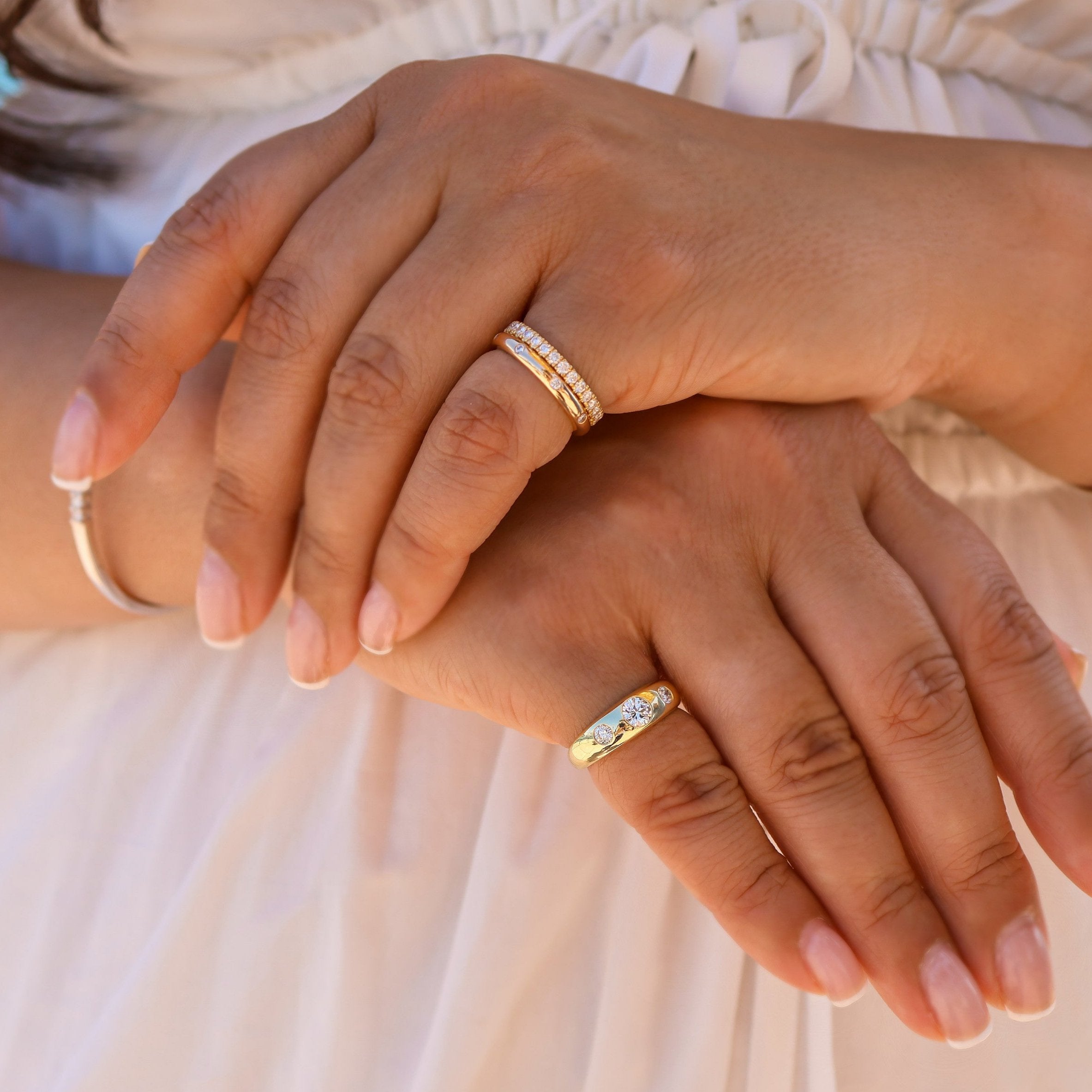 DROP SET DIAMOND DOMED PINKY RING