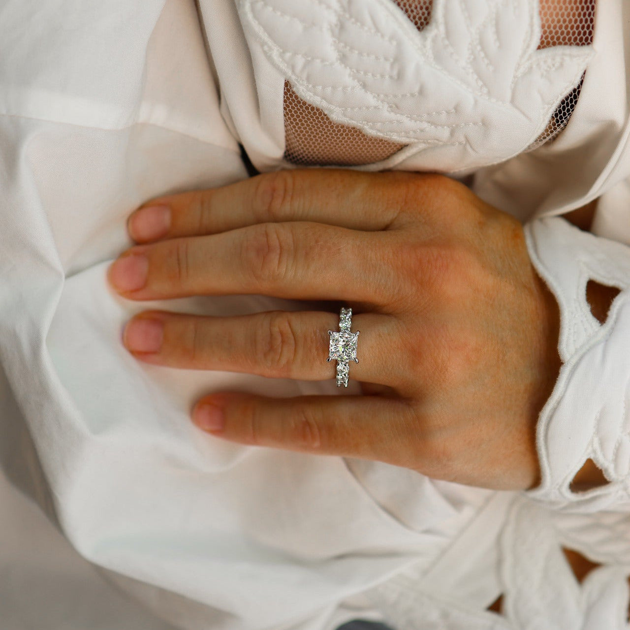 LAB GROWN PRINCESS CUT DIAMOND ENGAGEMENT RING