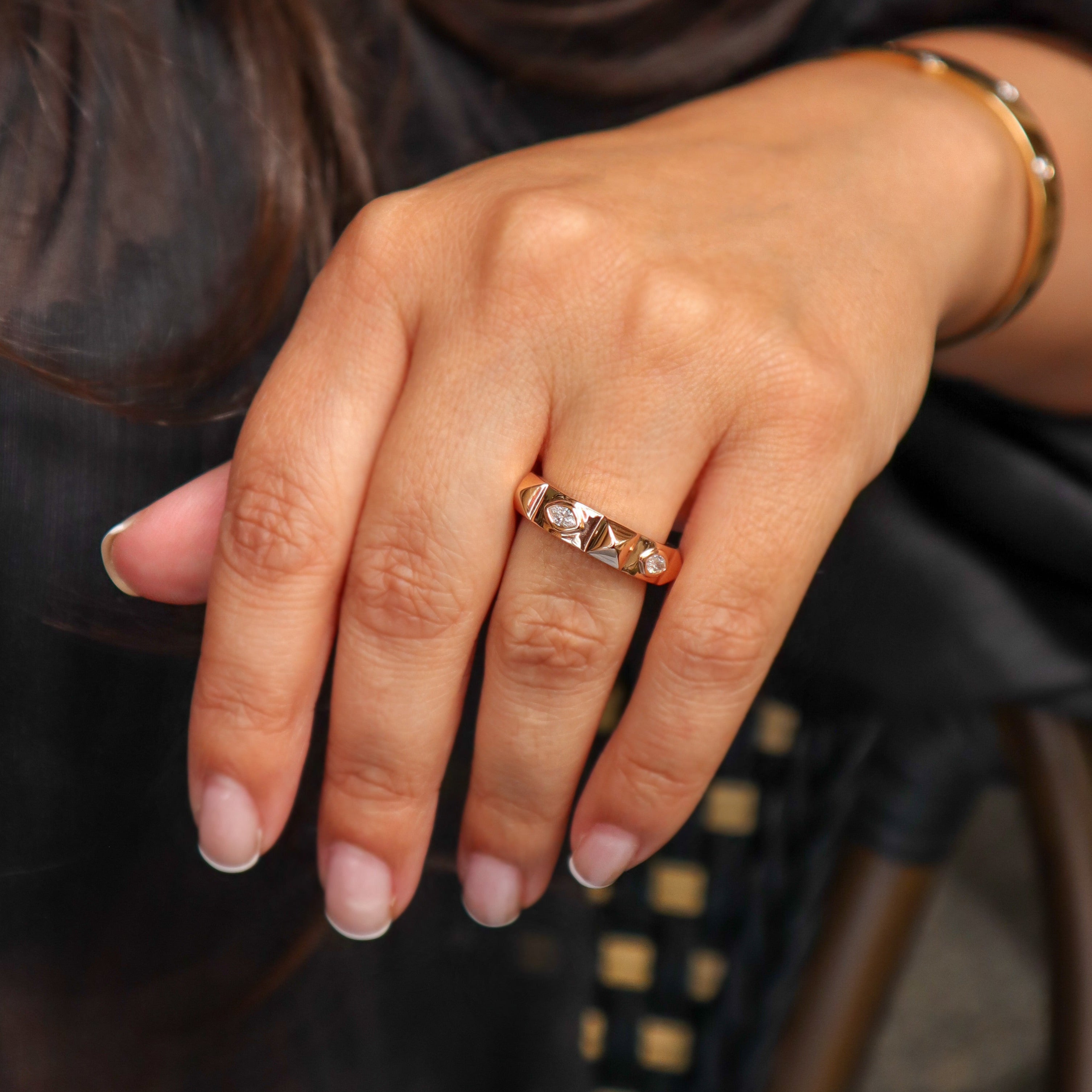 ROSE GOLD PYRAMID RING