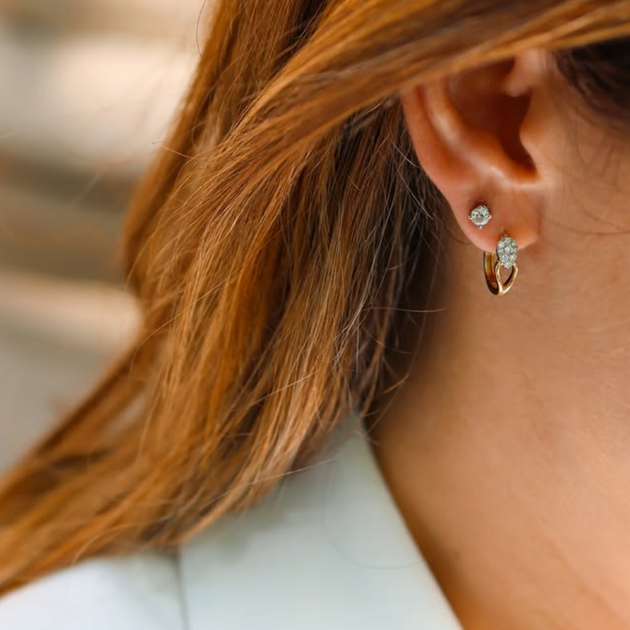 TWO TONE DIAMOND HOOPS