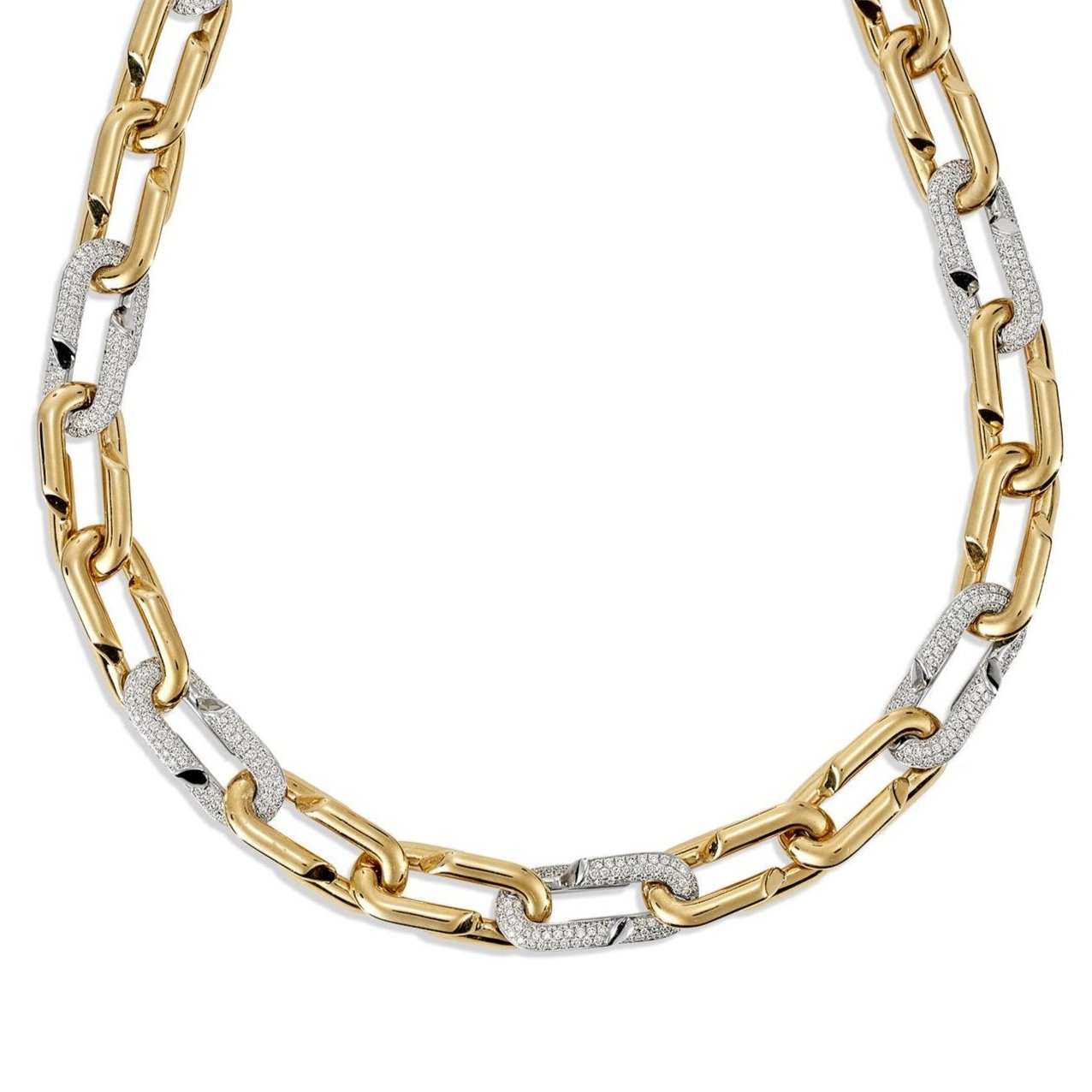 BEAUTÉ TWO TONE DIAMOND SET CHAIN NECKLACE