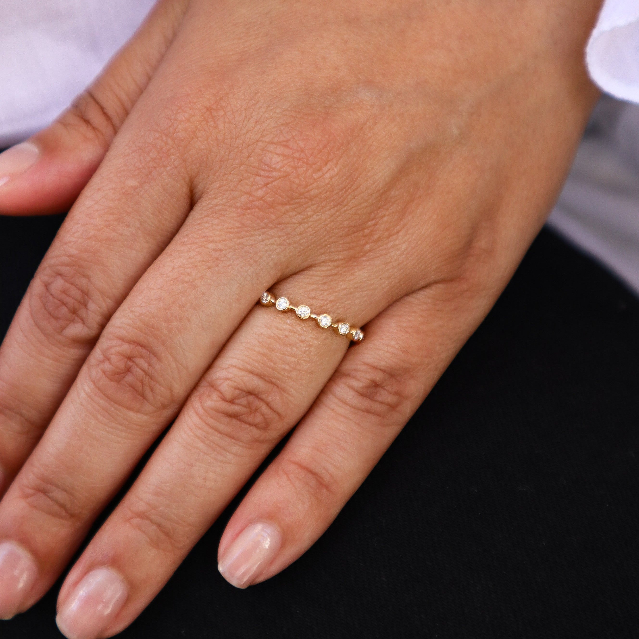 YELLOW GOLD BEZEL SET DIAMOND STACKER RING