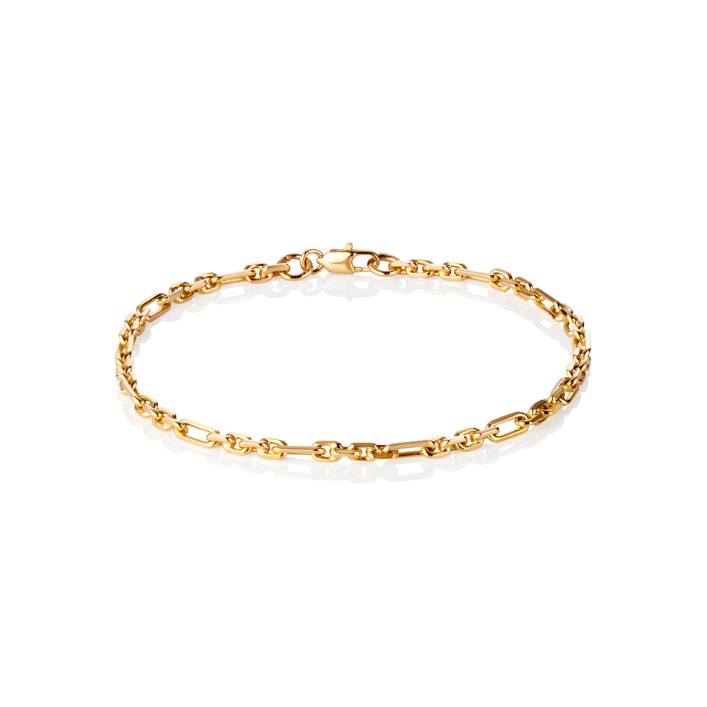 Womens Classic Figaro Chain Bracelet in 14k Real Gold  NORM JEWELS