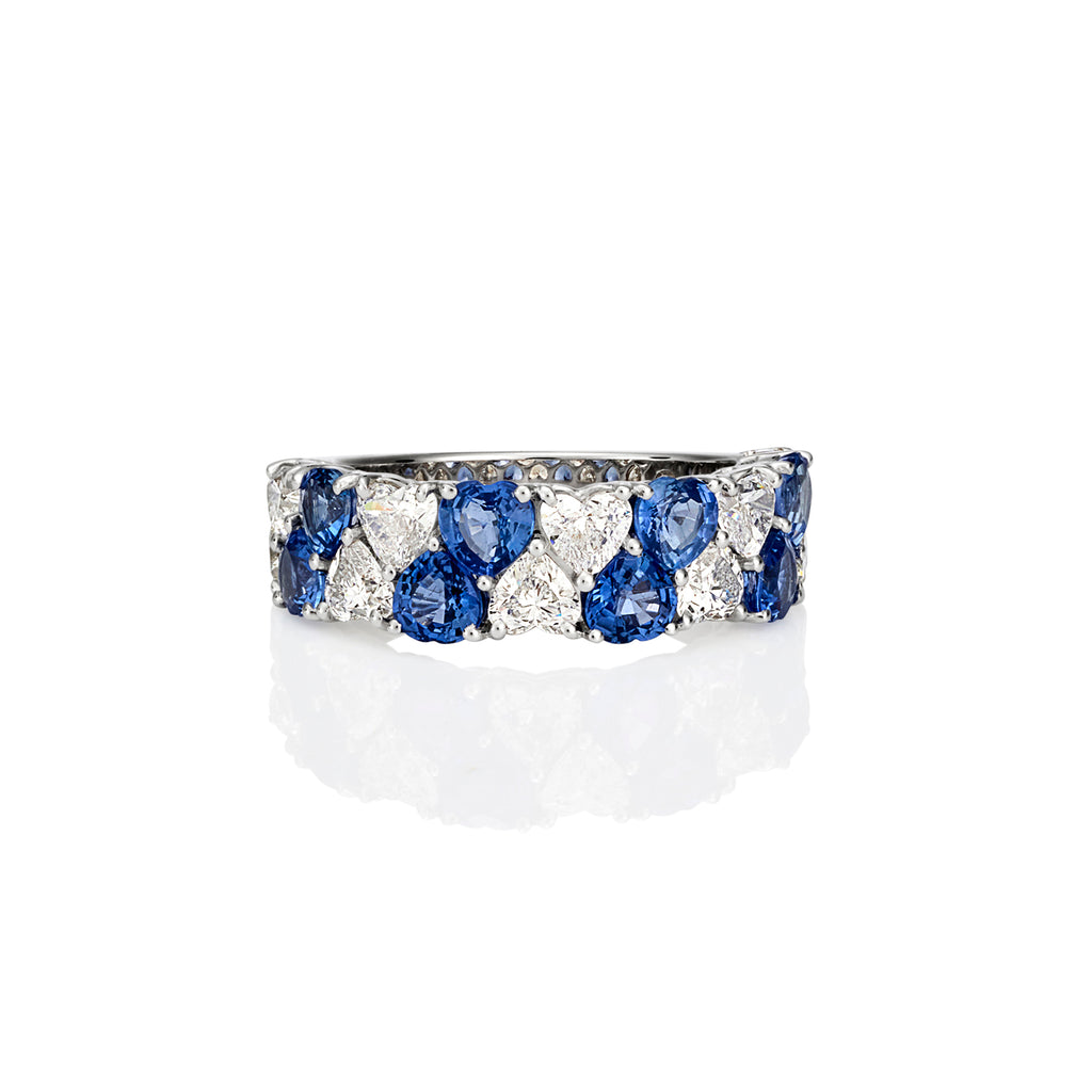 Sapphire & Diamond Hearts Ring