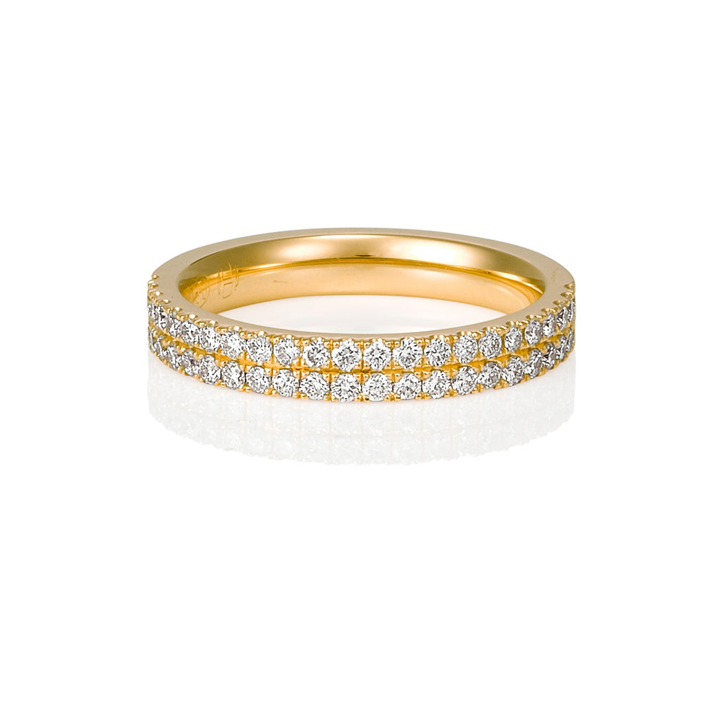 YELLOW GOLD DOUBLE ROW CUT CLAW RING