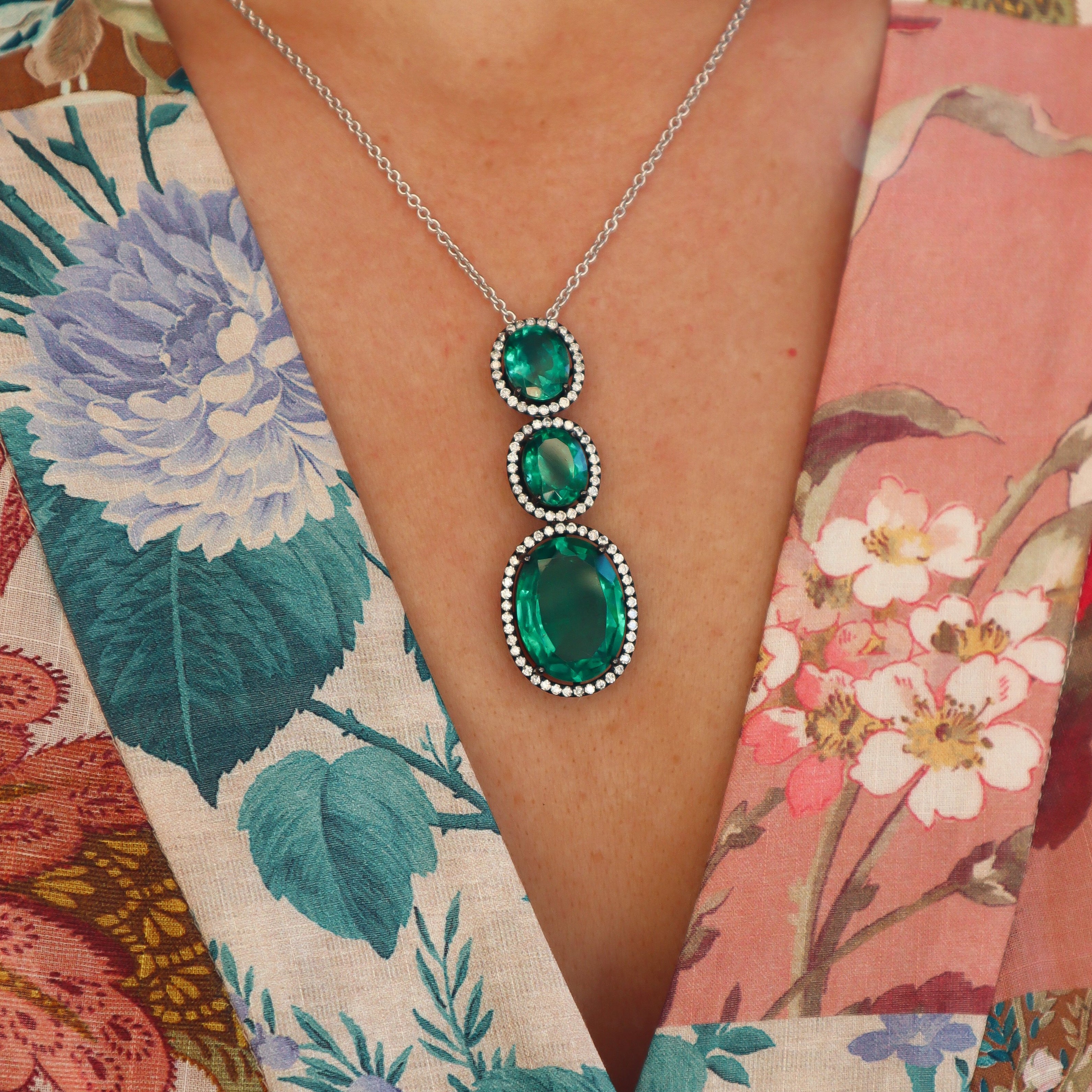 TRILOGY EMERALD & DIAMOND PENDANT