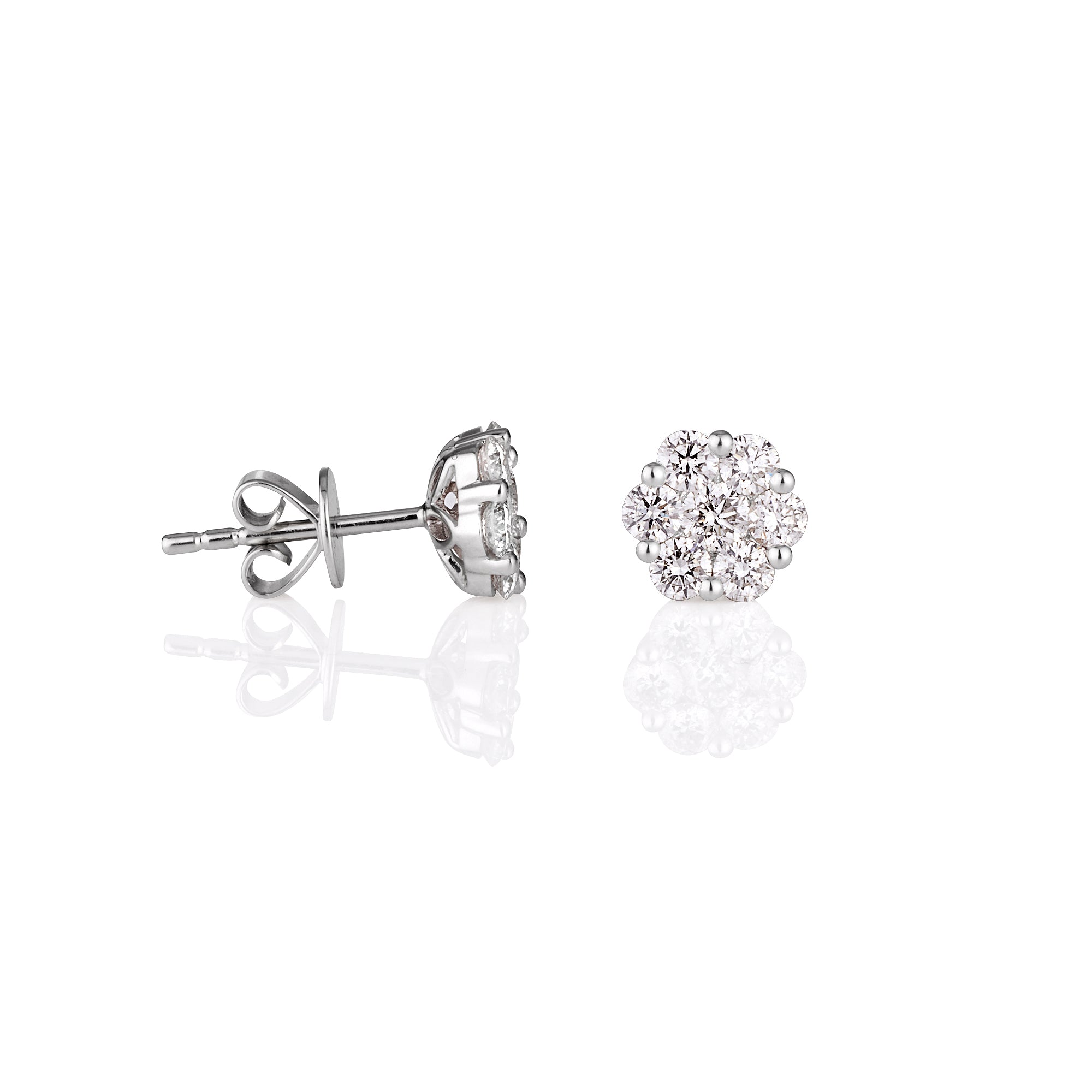 WHITE GOLD FLOWER STUDS