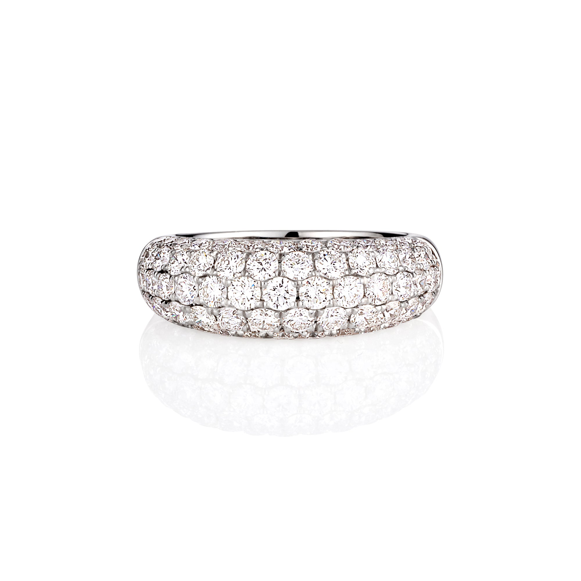 WHITE GOLD HONEYCOMB PAVE DOMED RING