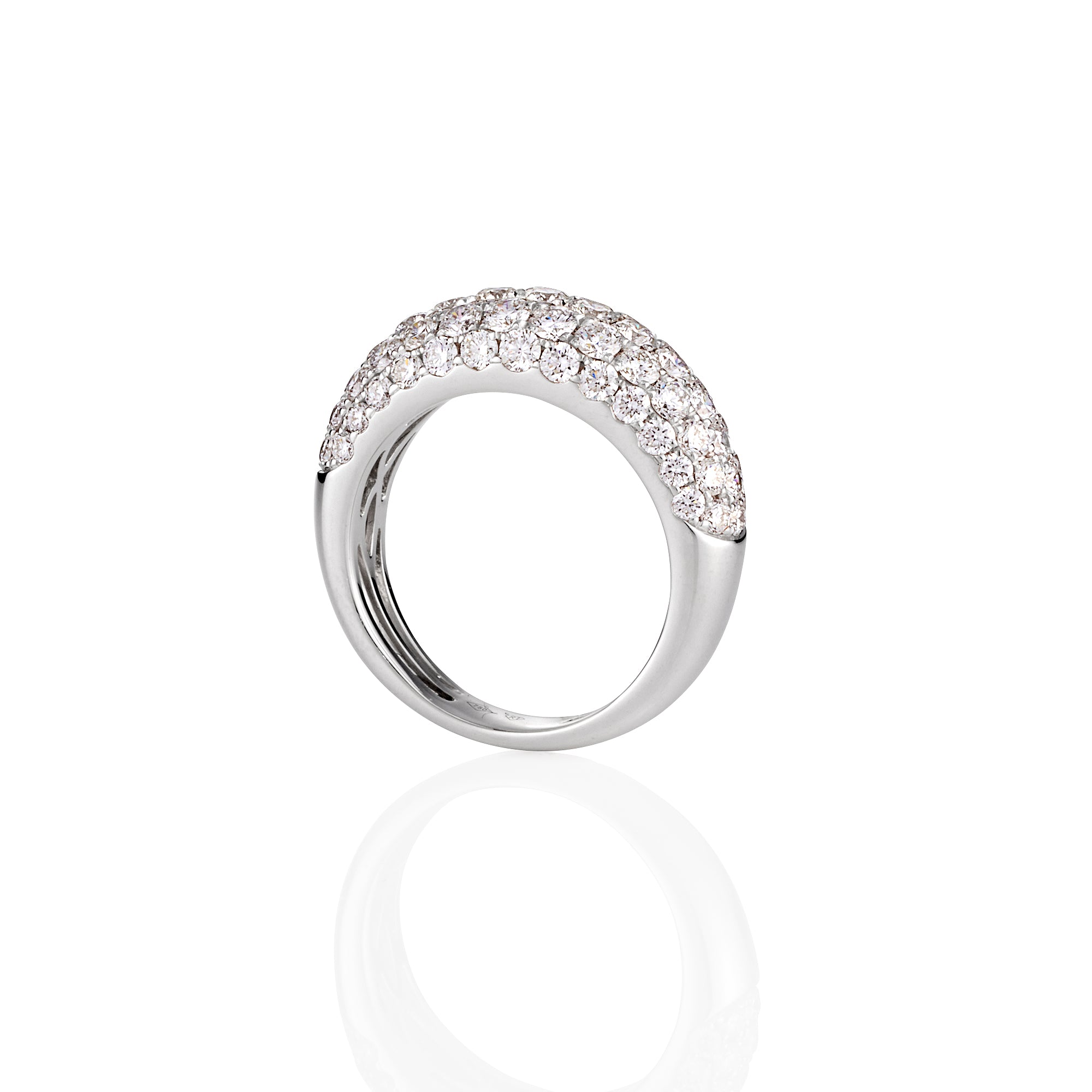 WHITE GOLD HONEYCOMB PAVE DOMED RING