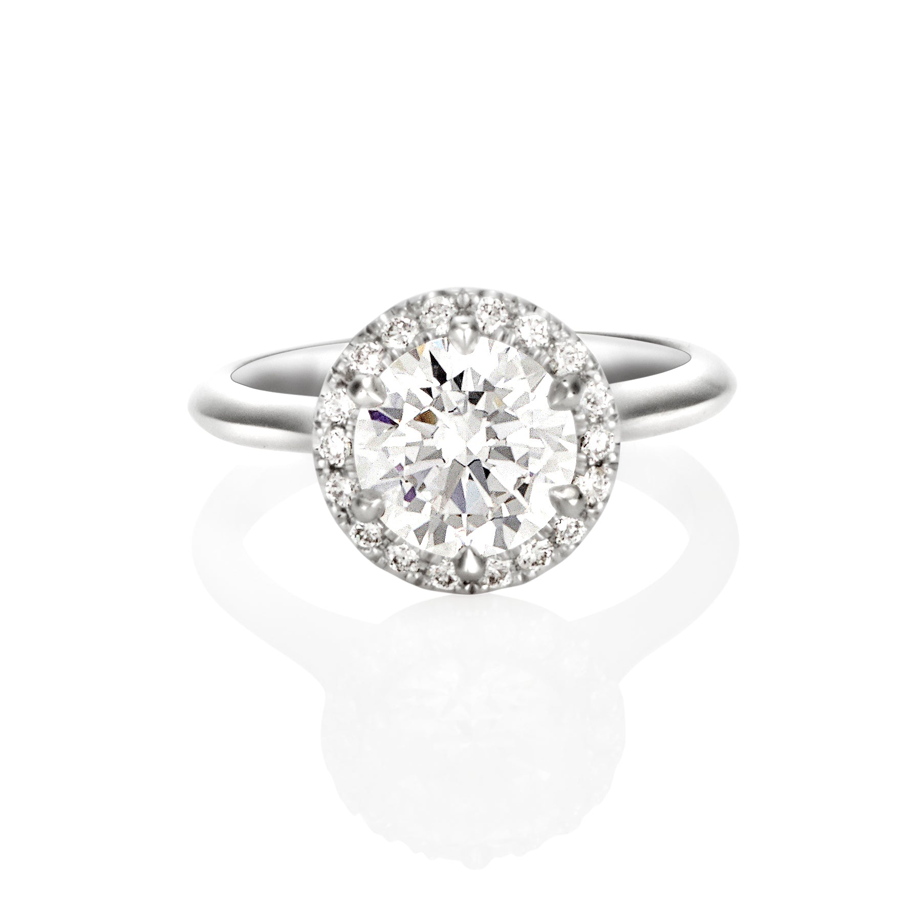 ROUND BRILLIANT DIAMOND HALO ENGAGEMENT RING