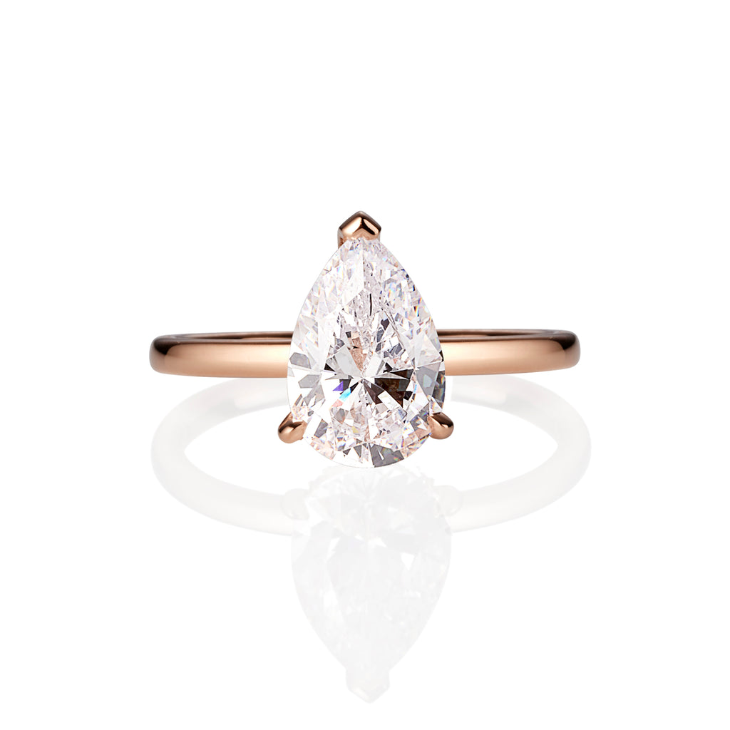 PEAR SHAPE SOLITAIRE DIAMOND ENGAGEMENT RING