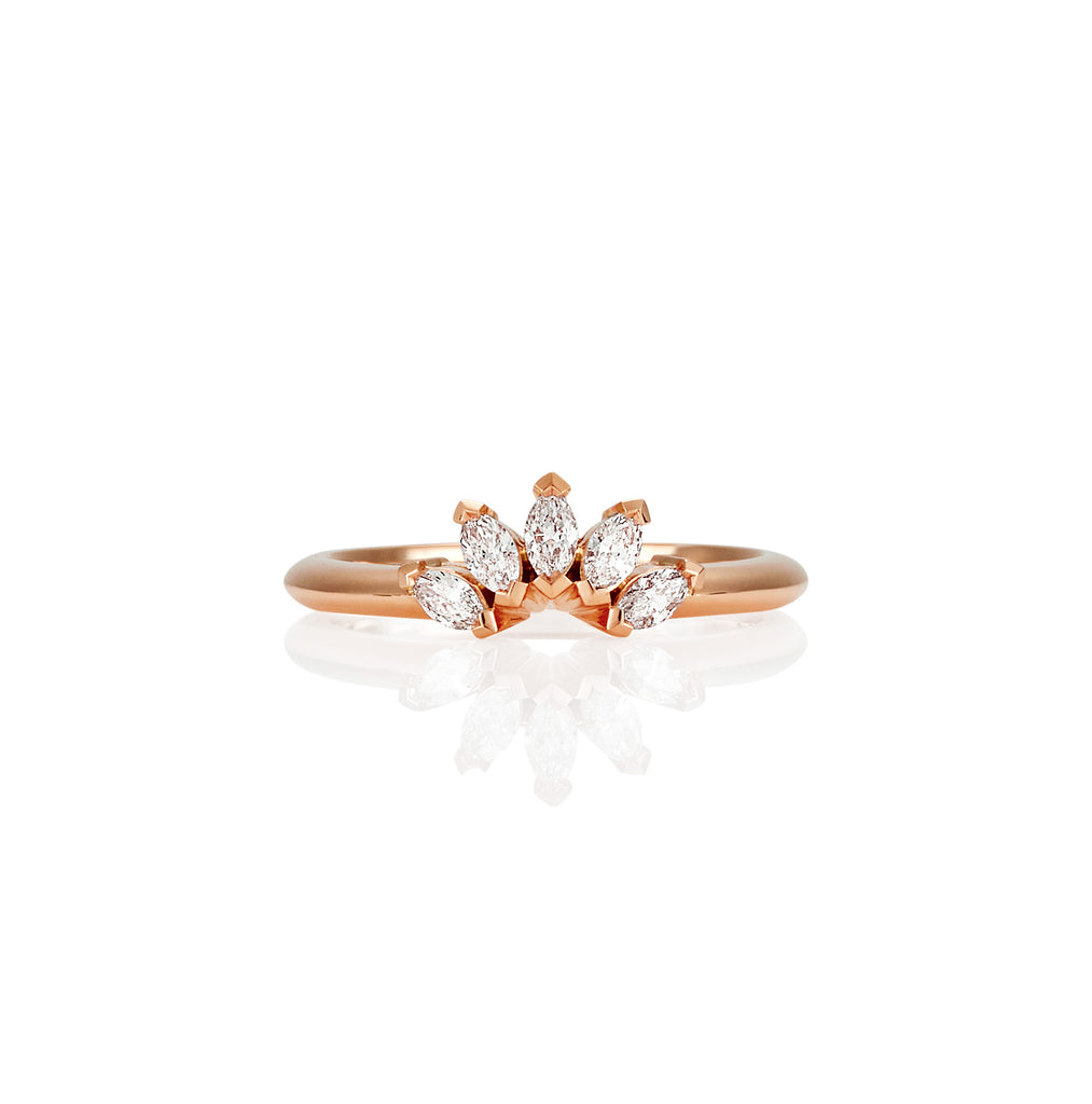SMALL ROSE GOLD MARQUISE DIAMOND CROWN RING