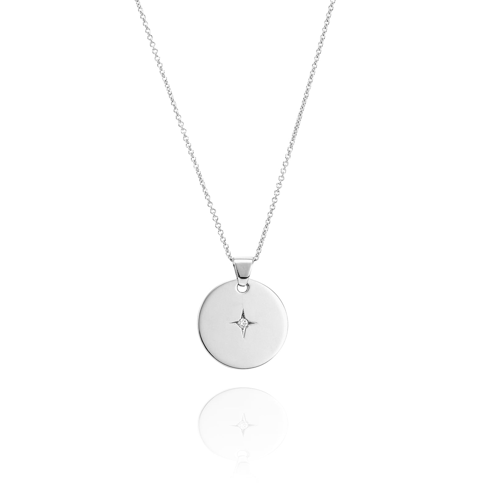 WHITE GOLD STARBURST LOVE MEDALLION